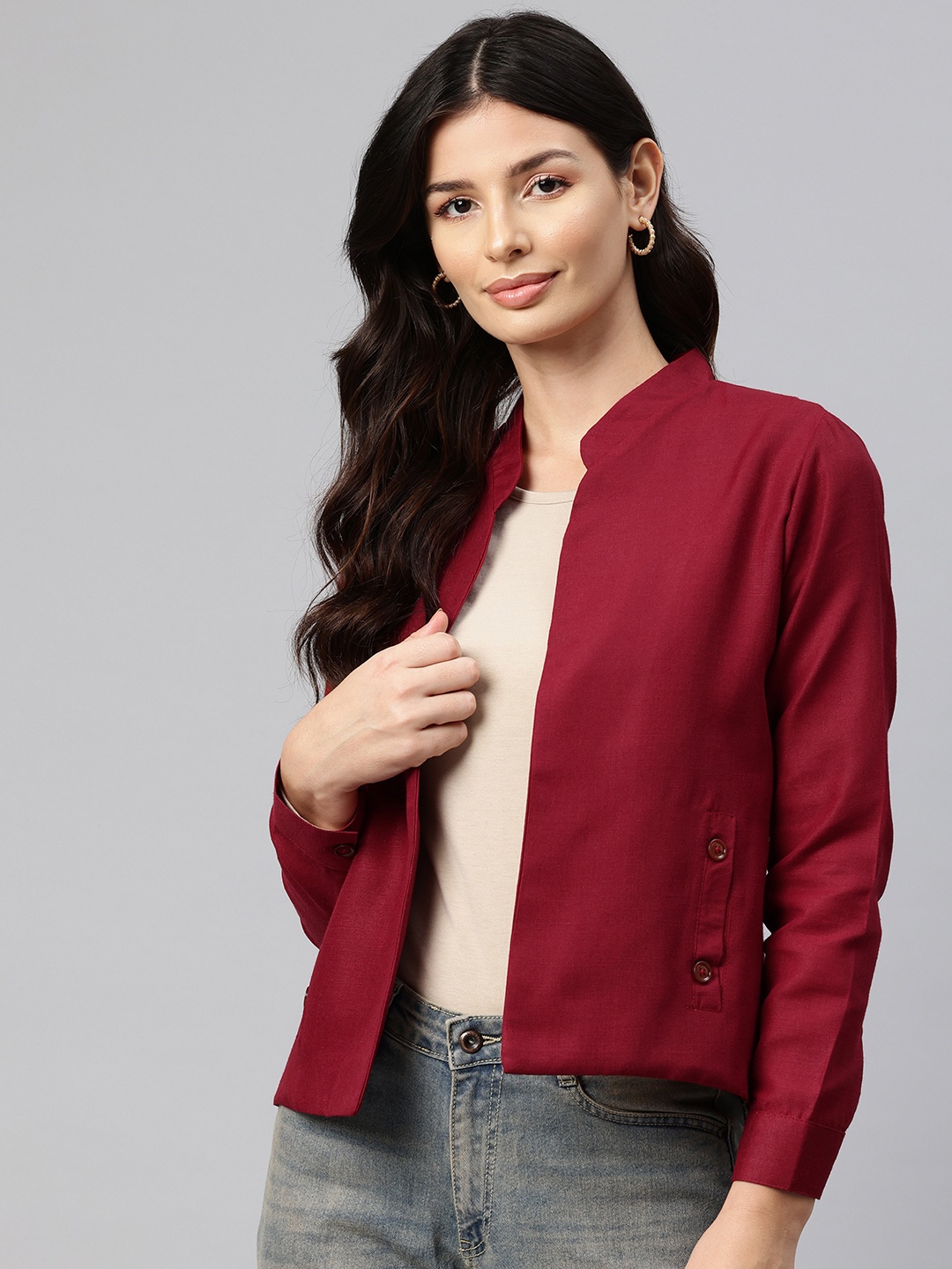 

Cottinfab Lightweight Open Front Jacket, Maroon