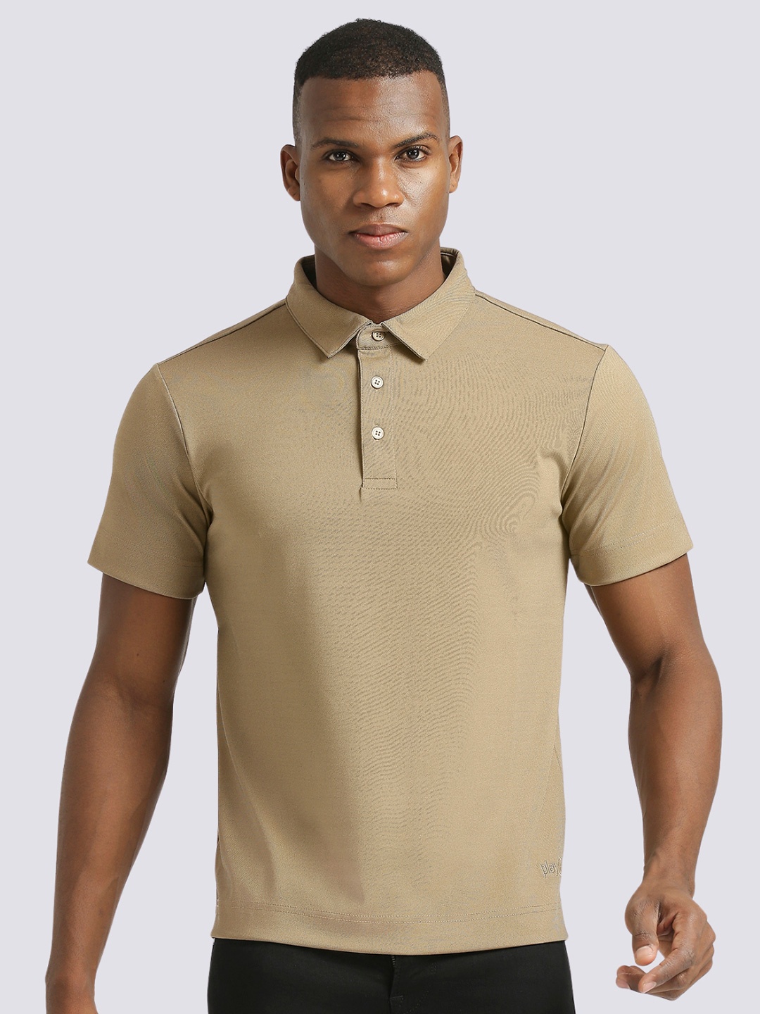 

playR Men Dri-FIT Solid Polo Collar T-Shirt, Beige