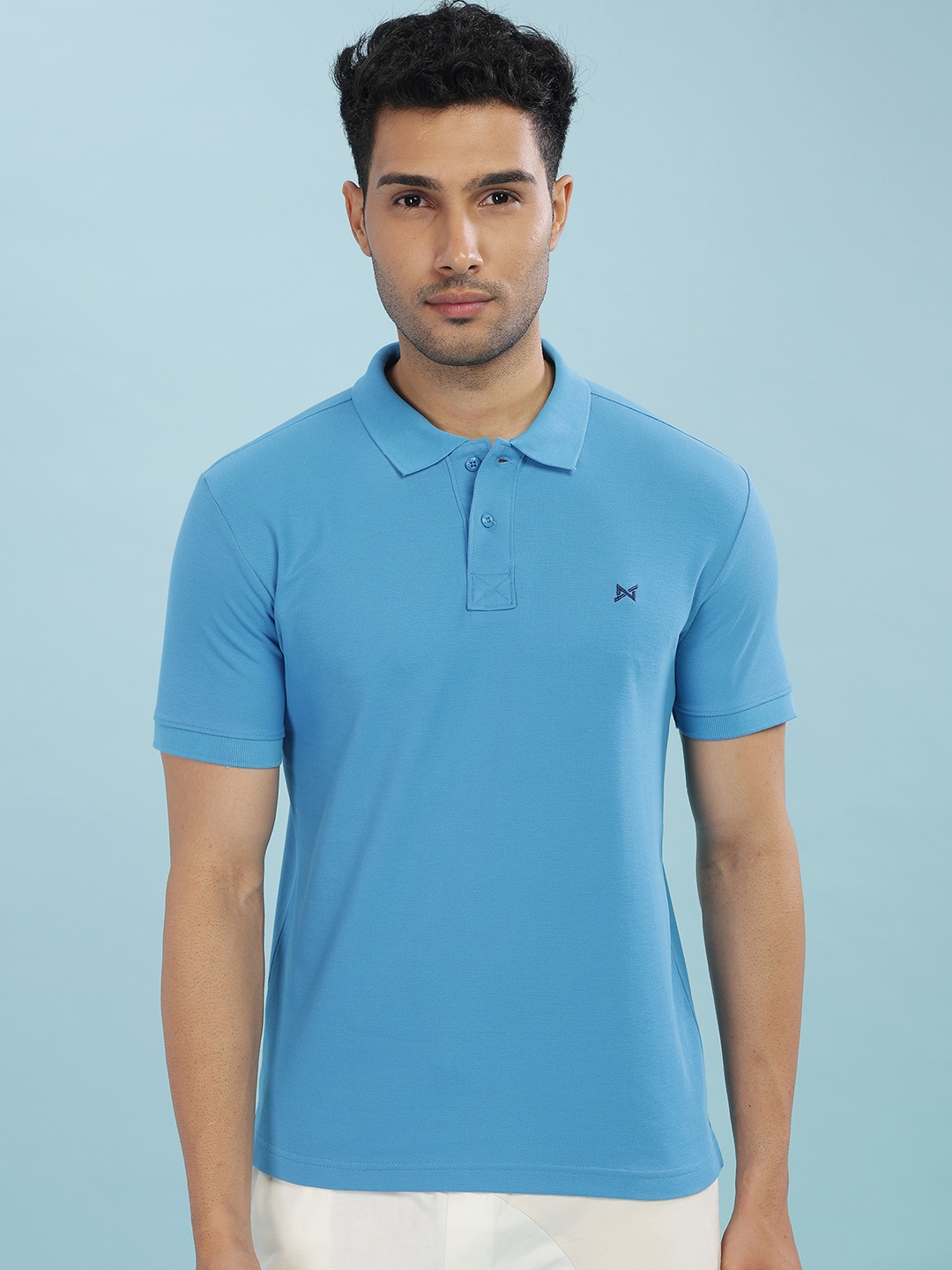 

Force NXT Men Solid Polo Collar Cotton T-Shirt, Blue
