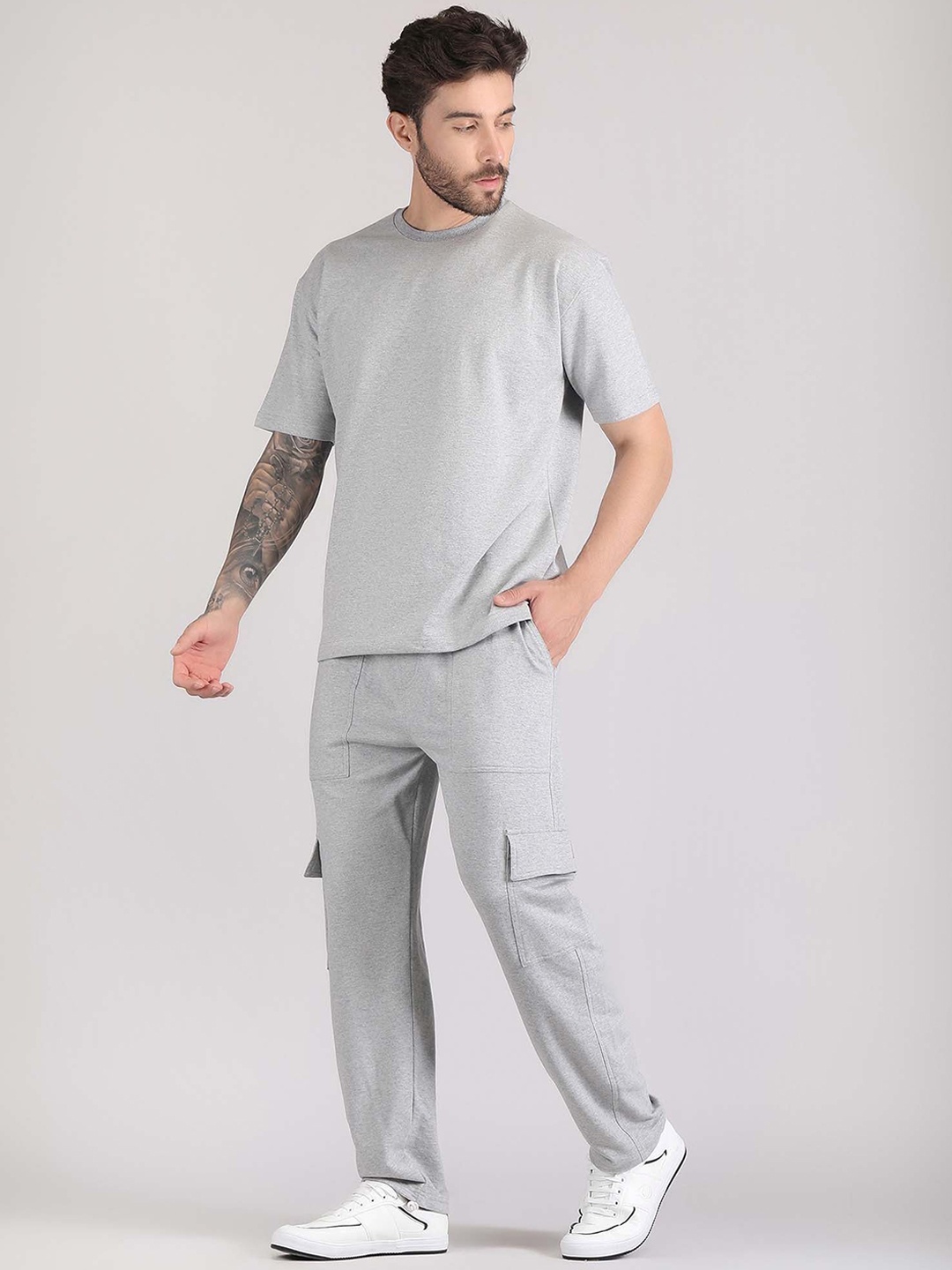 

Raxedo Pure Cotton T-Shirt With Trousers, Grey