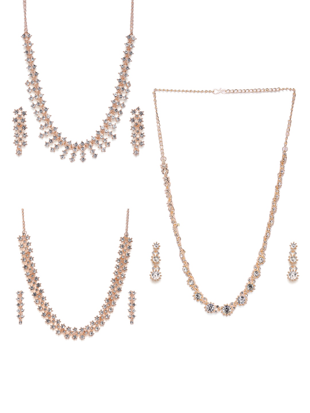 

AARSHVI Rose-Gold Plated Cubic Zircon Necklace & Earring Set