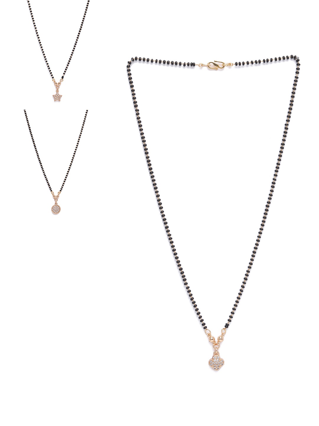 

AARSHVI Pack of 3 Rose Gold-Plated Artificial Stones Mangalsutra