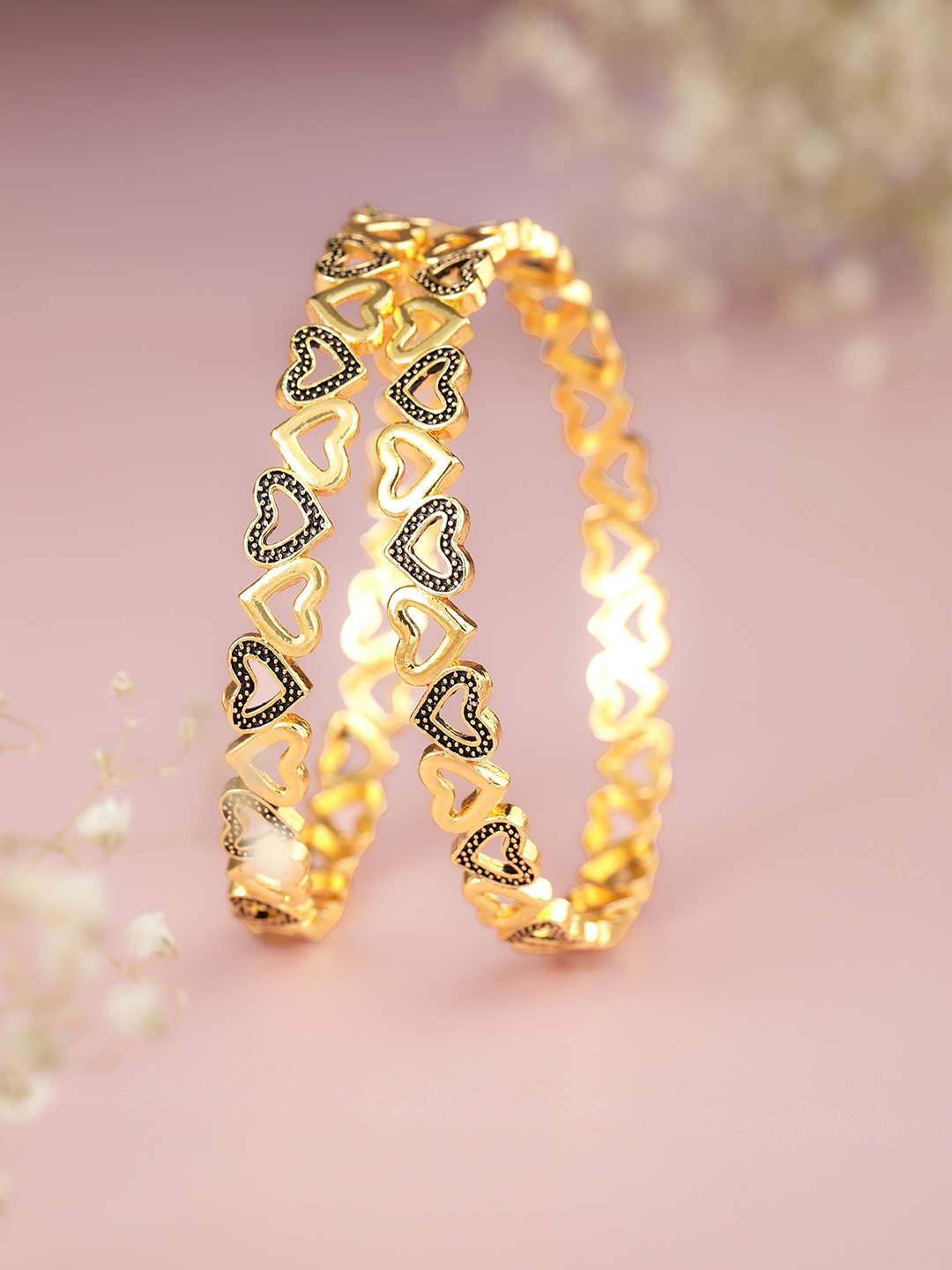 

AARSHVI Set of 2 Gold-Plated Meenakari Bangles