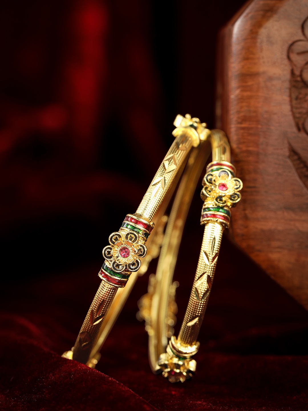 

AARSHVI Set of 2 Gold-Plated American Diamond CZ Bangles