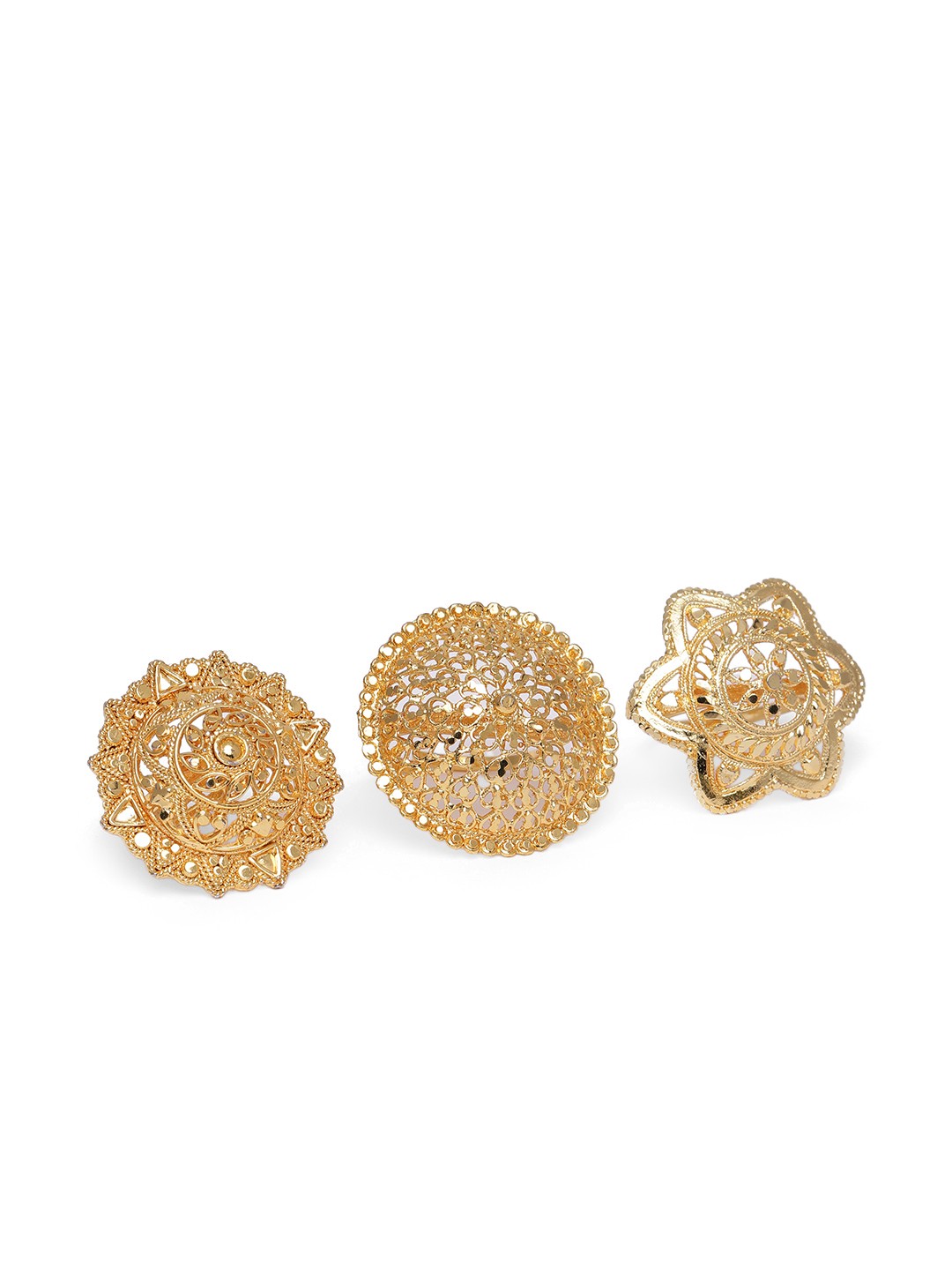 

AARSHVI Pack of 3 Gold-Plated Finger Rings