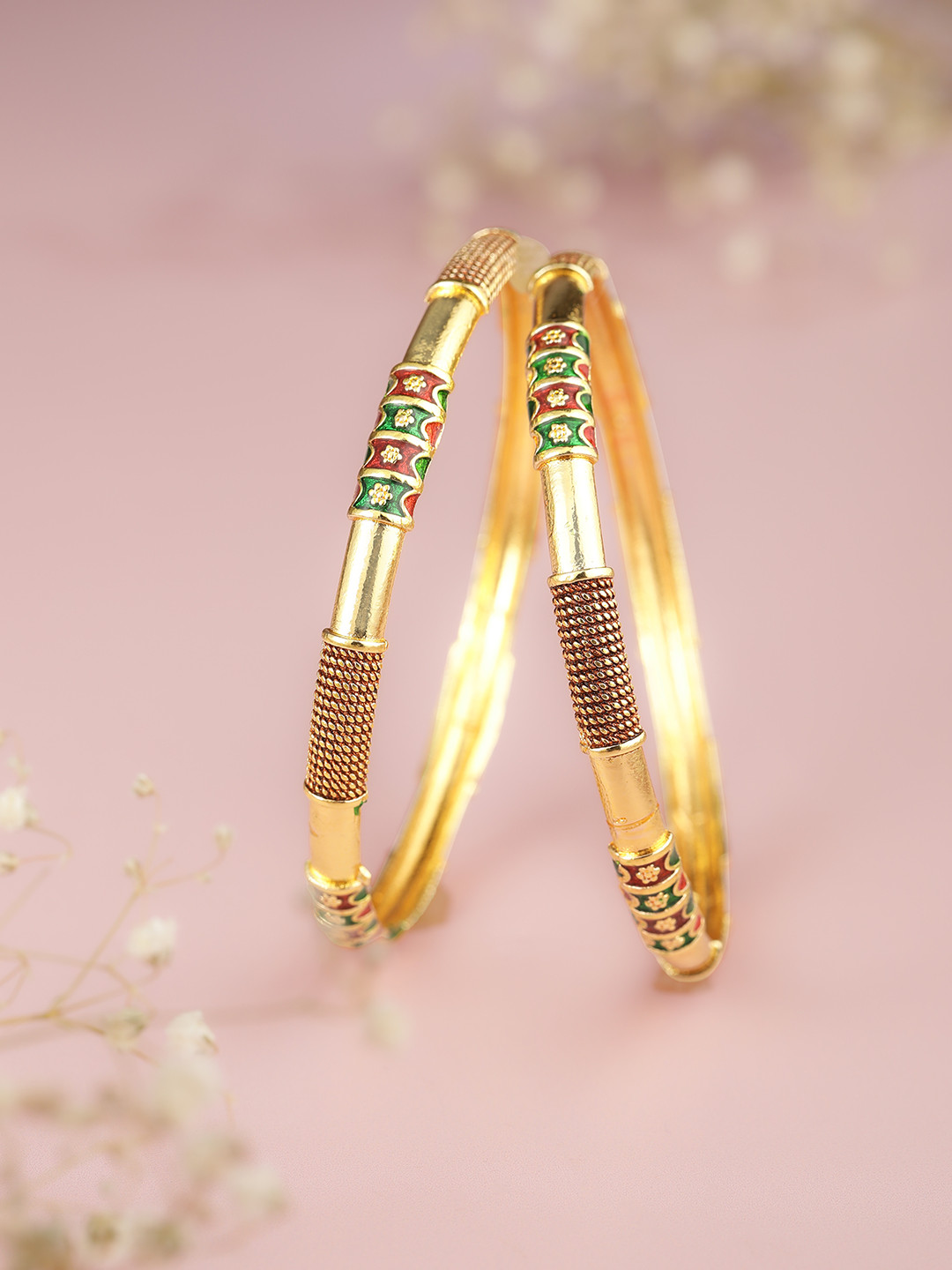 

AARSHVI Set of 2 Gold-Plated American Diamond CZ Bangles