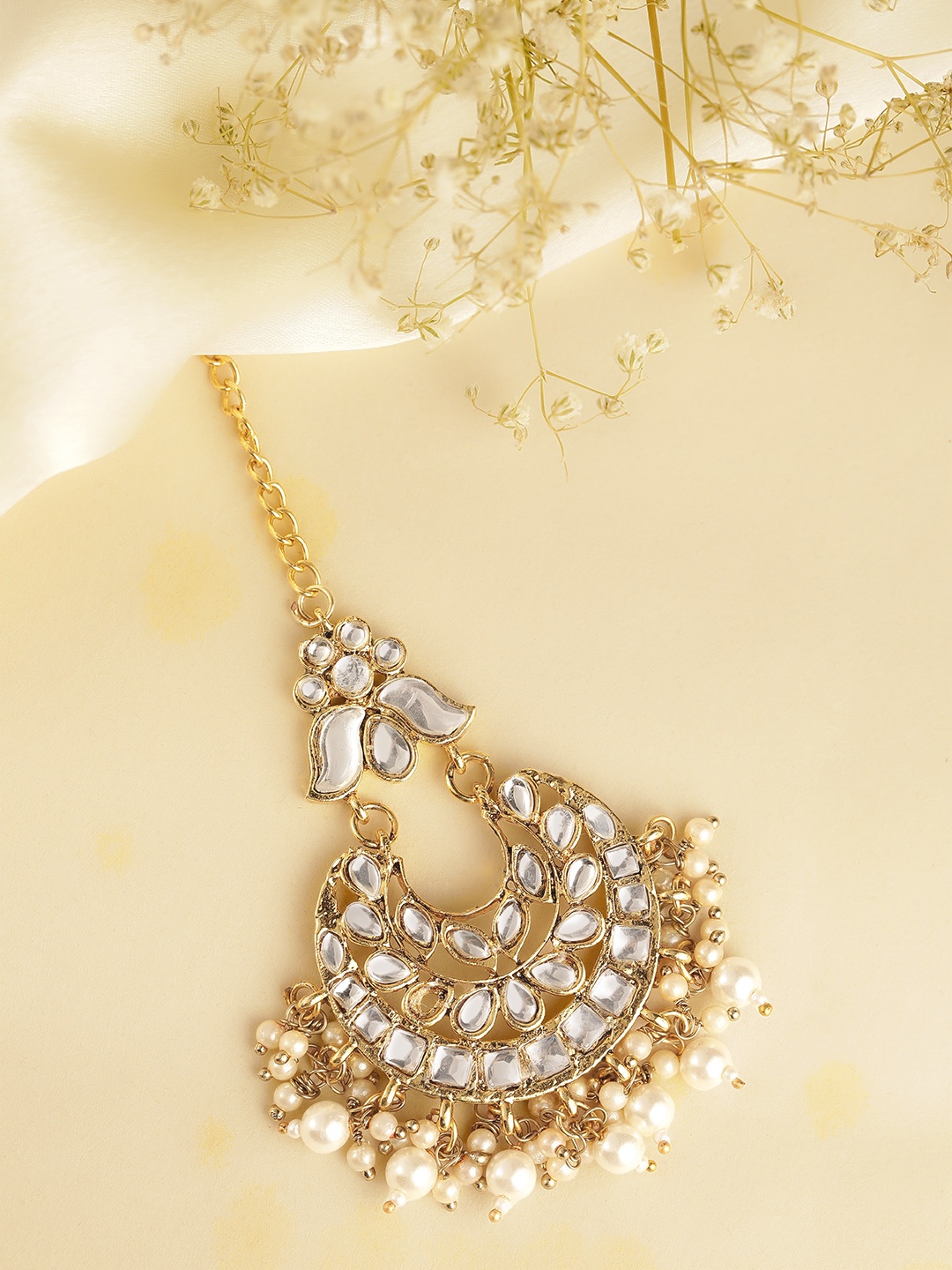 

AARSHVI Gold-Plated Kundan Studded Maang Tikka