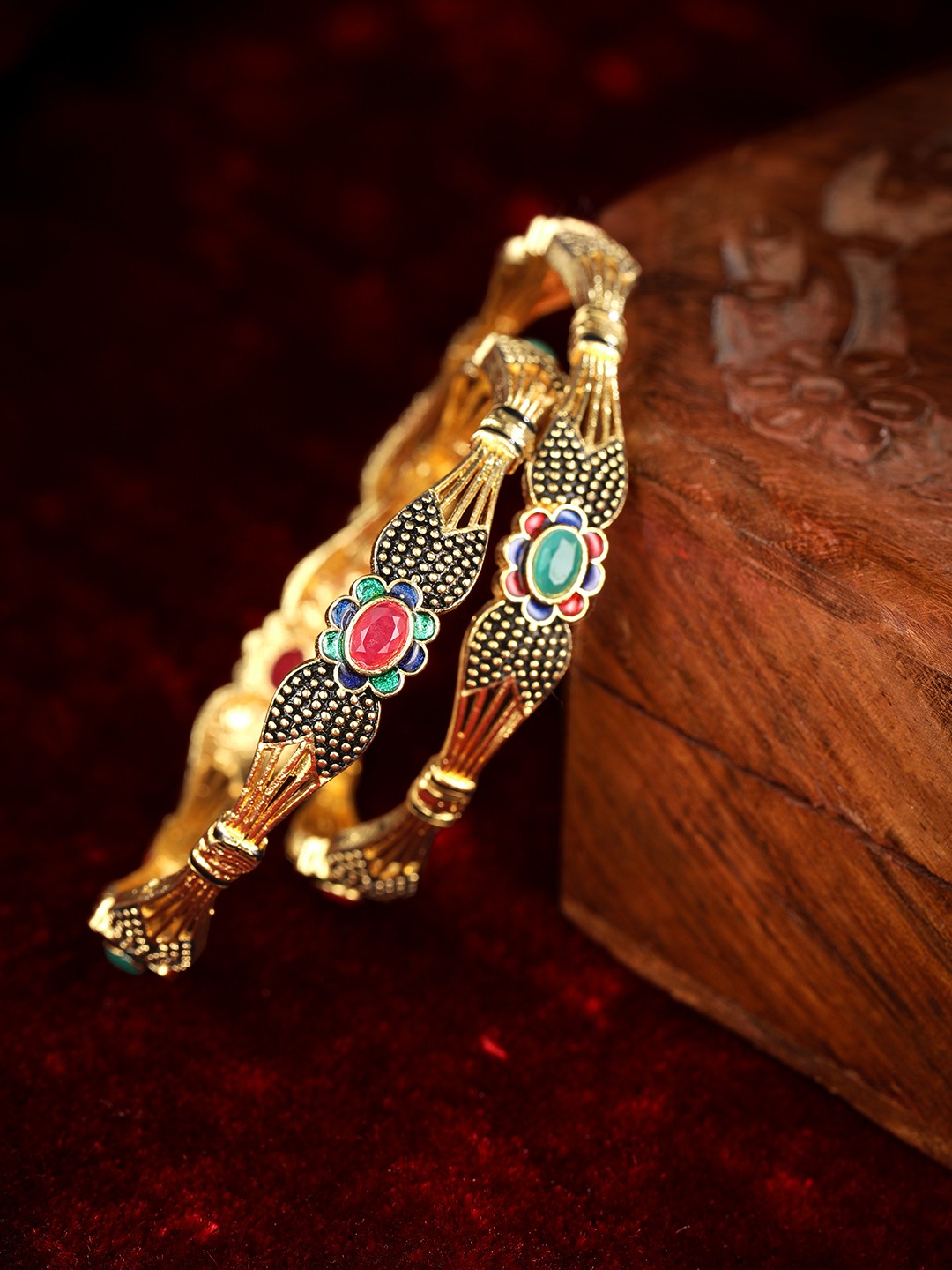 

AARSHVI Set of 2 Gold-Plated American Diamond CZ Bangles