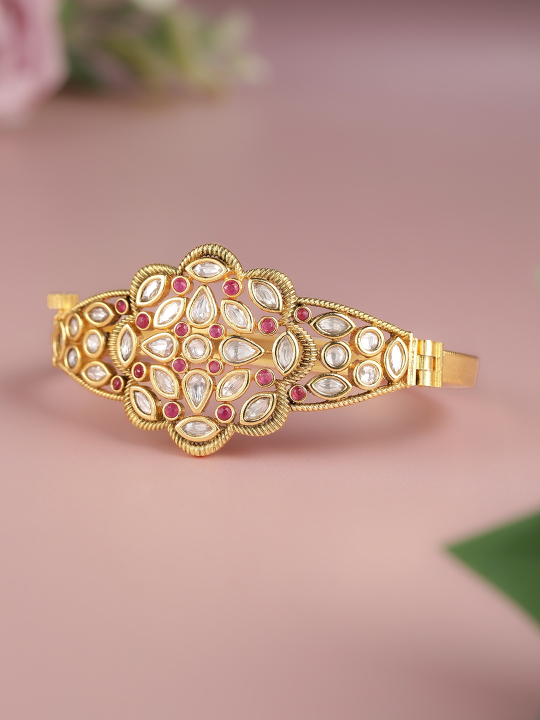 

AARSHVI Gold-Plated Cubic Zirconia Bangle-Style Bracelet