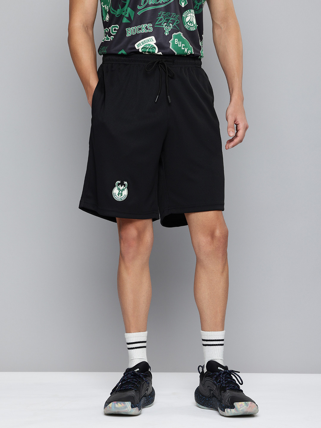 

NBA Men Milwaukee Bucks Printed Basketball Shorts, Black