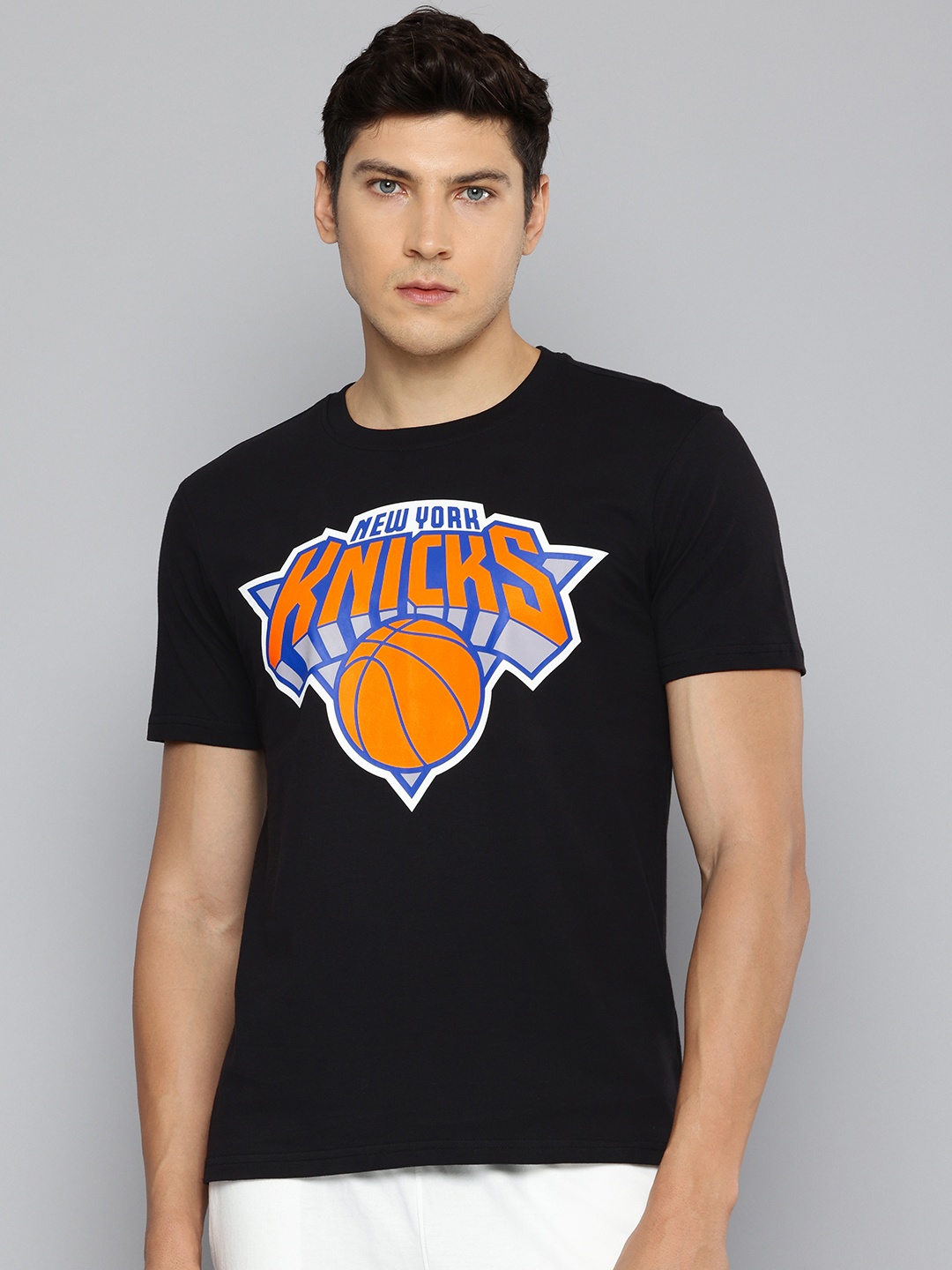 

NBA Men New York Knicks Printed Pure Cotton T-shirt, Black