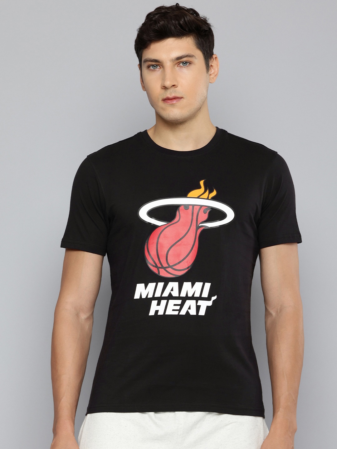 

NBA Men Miami Heat Printed Pure Cotton T-shirt, Black