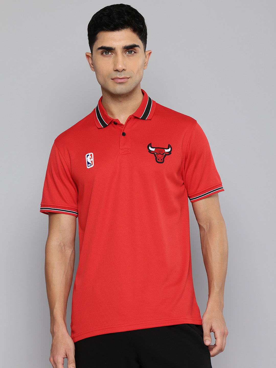 

NBA Men Chicago Bulls Polo Collar Applique T-shirt, Red