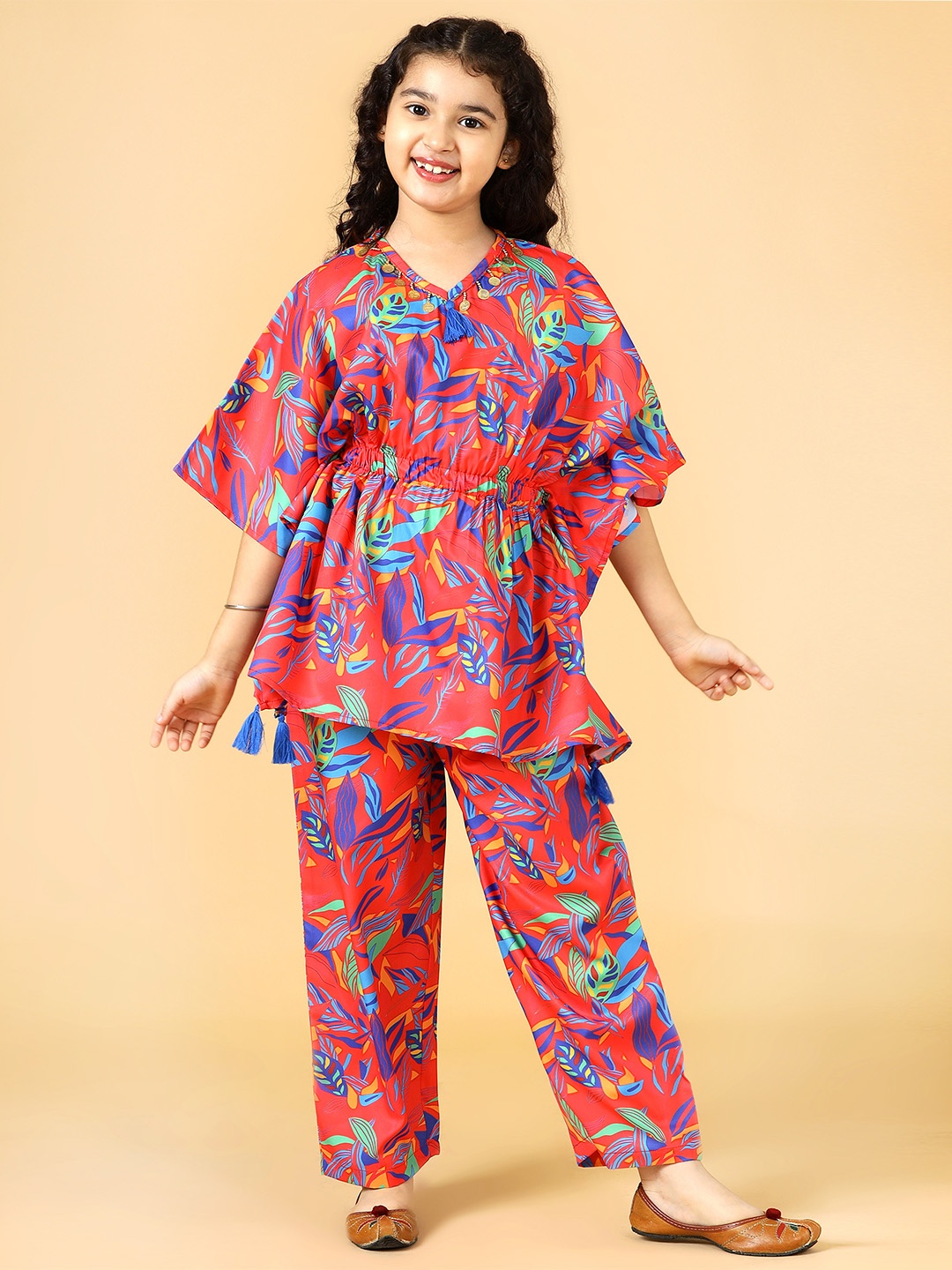 

A.T.U.N. Girls Printed Top With Pyjama, Red