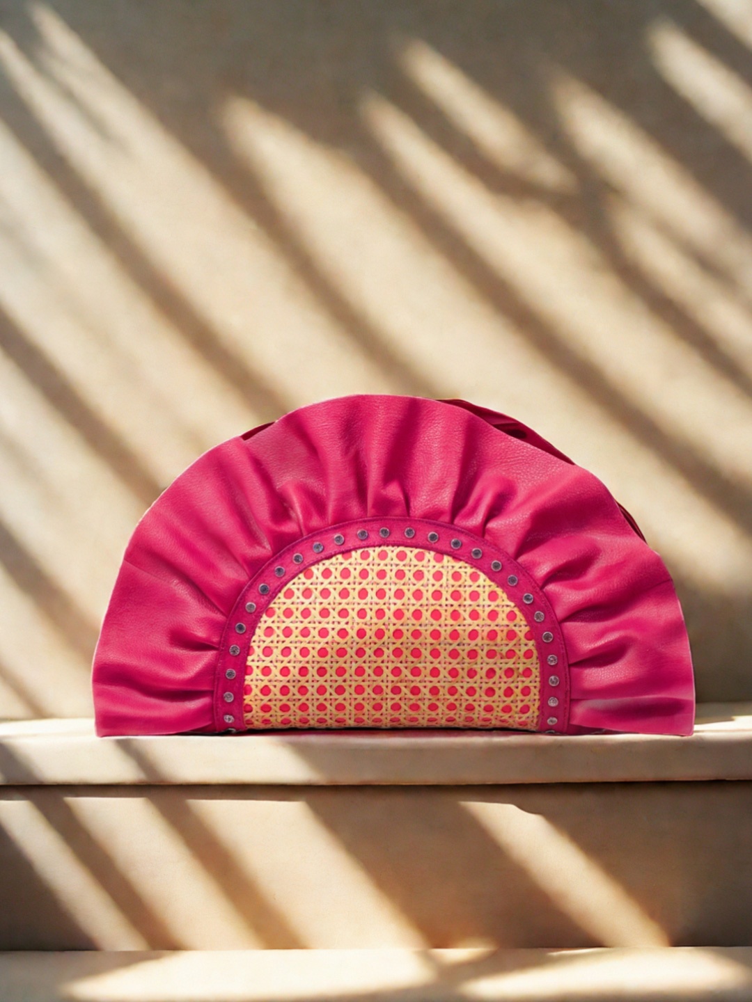 

Oddcat Oddbeat Rattan & Leather Purse Clutch, Pink