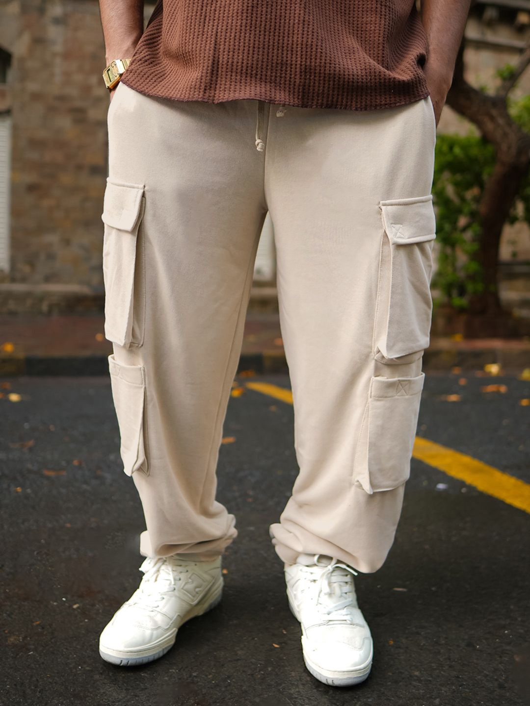 

Powerlook Men Relaxed-Fit Track Pants, Beige