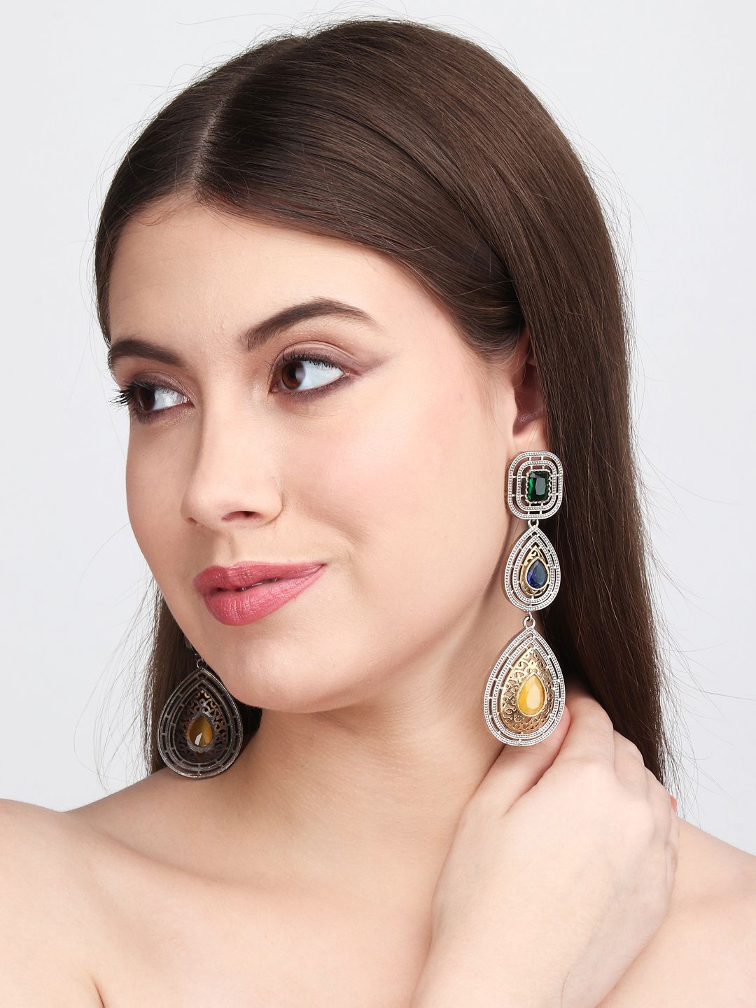 

Anvik Silver Plated Contemporary Drop Earrings, White