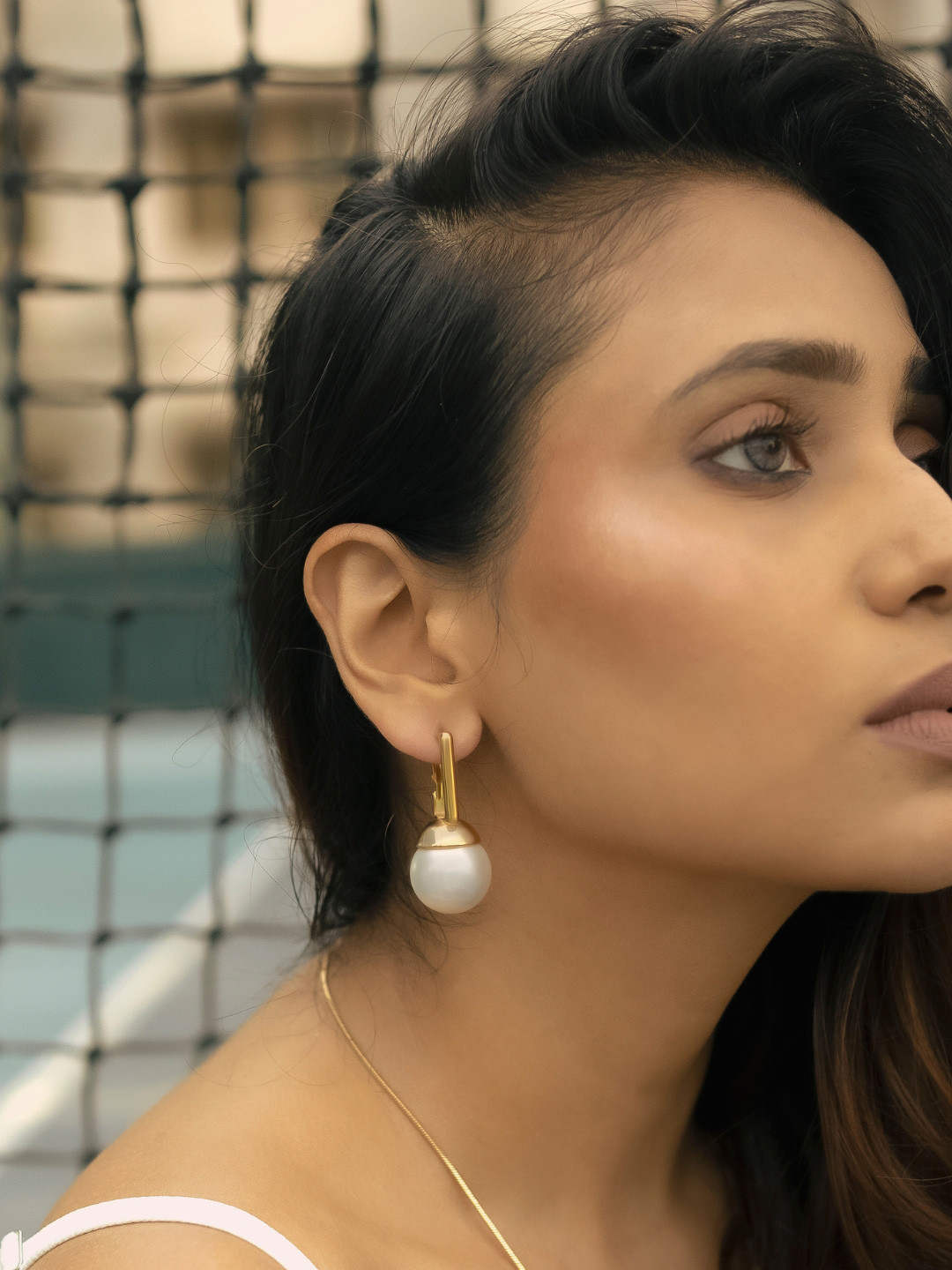 

Don't Call Me Princess Contemporary Pearl Drop Earrings, Gold
