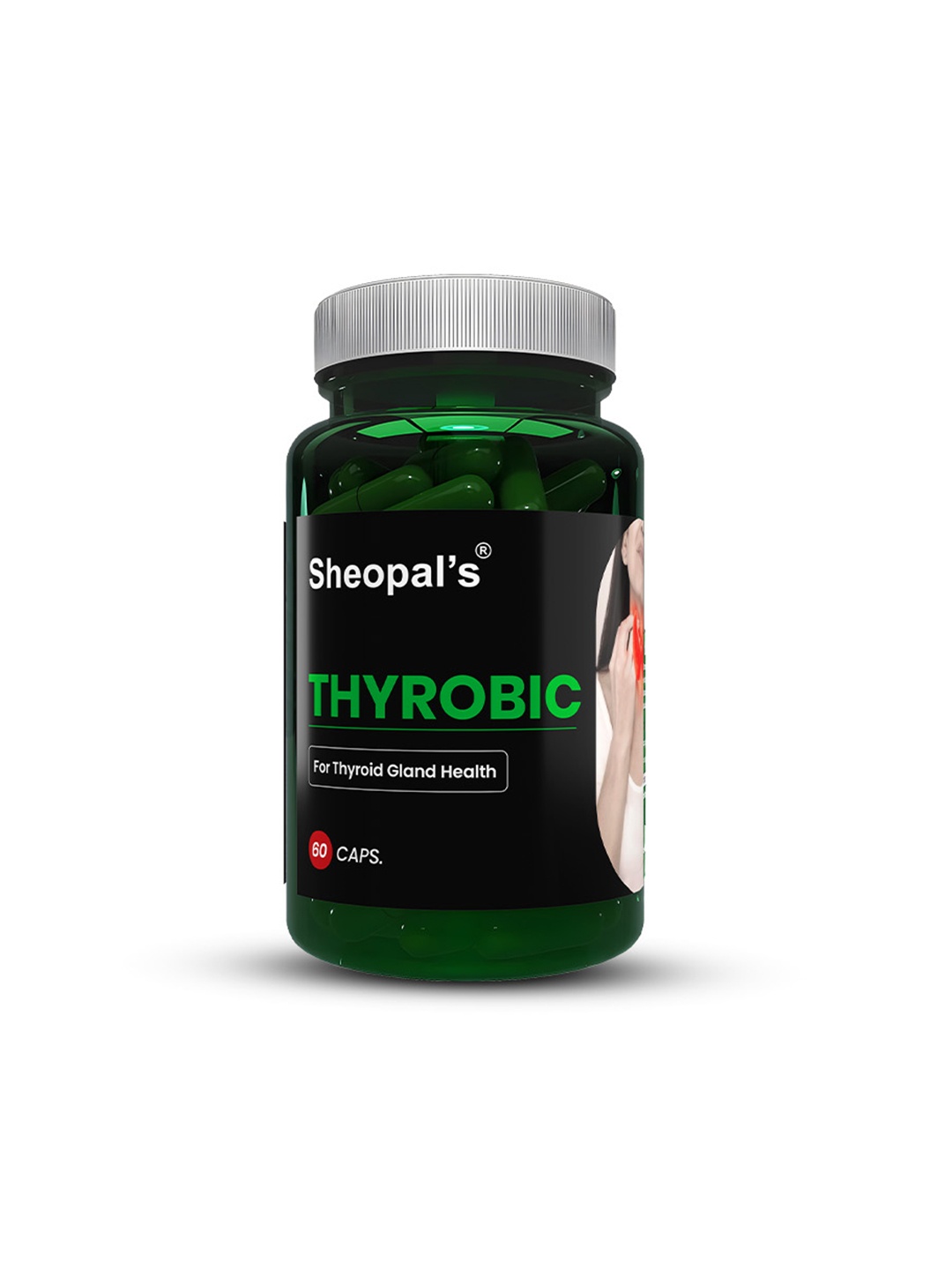 

Sheopal's Thyrobic Capsule For Supports Thyroid Liver Care Medicine Supplement-60 Caps, Green