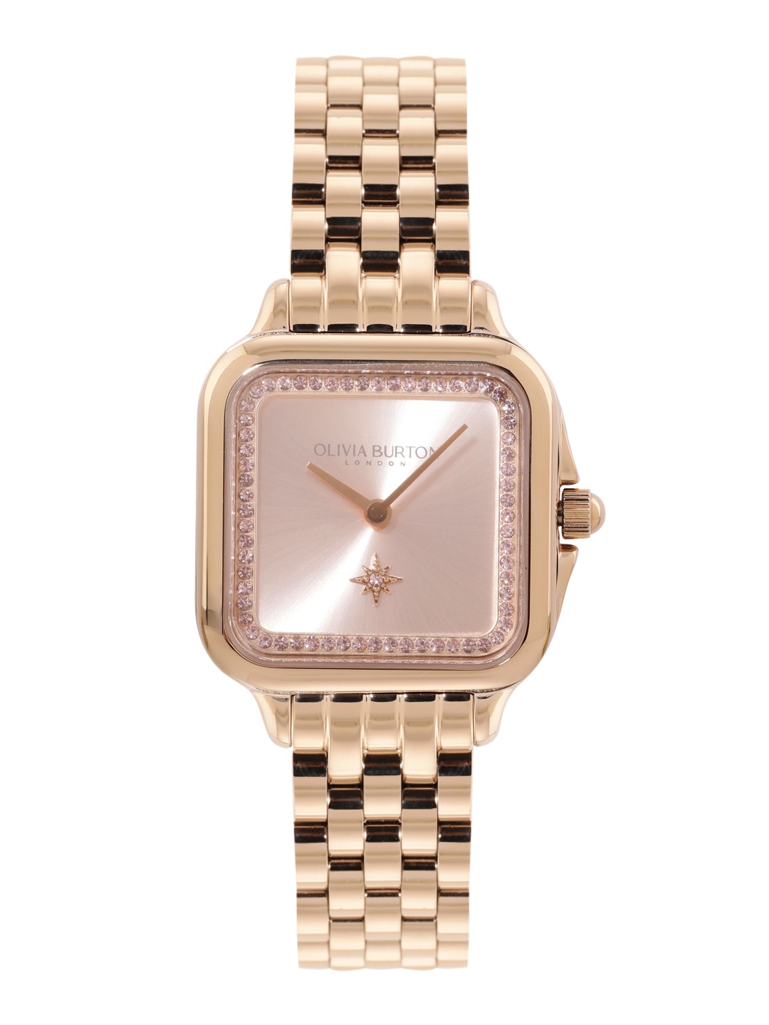 

Olivia Burton Women Embellished Grosvenor Bracelet Style Square Dial Watch - 24000085, Rose gold