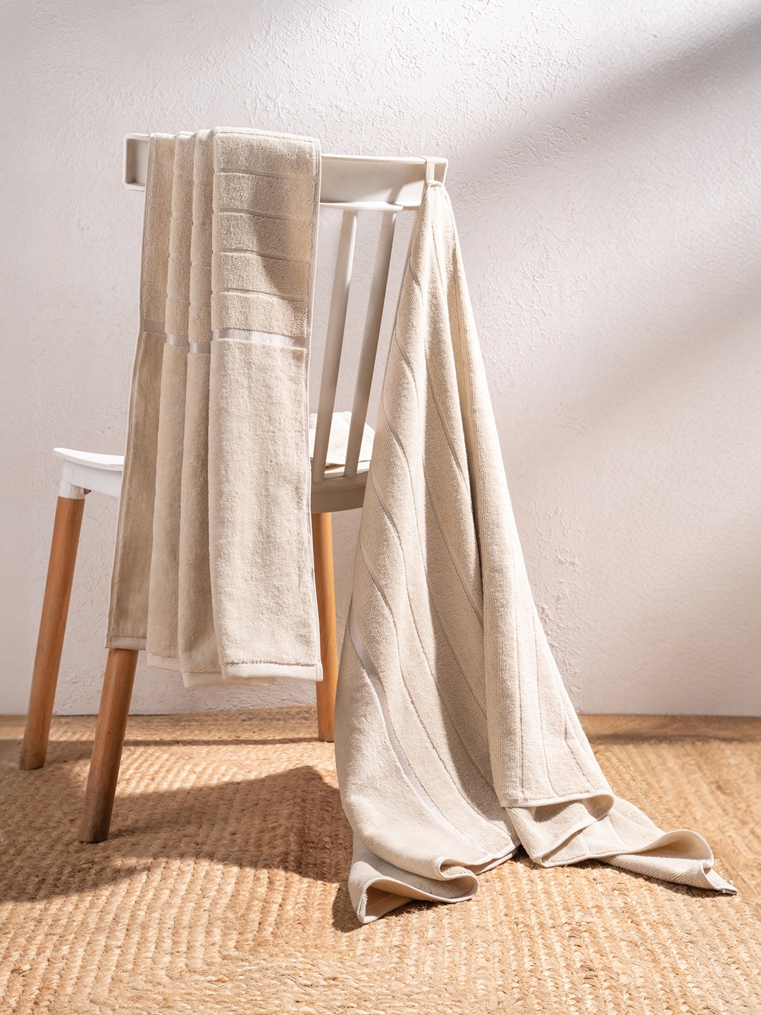 

DAMENSCH Premium Cotton Soft Sheared Terry Better-Basic Bath Towel Set, Beige
