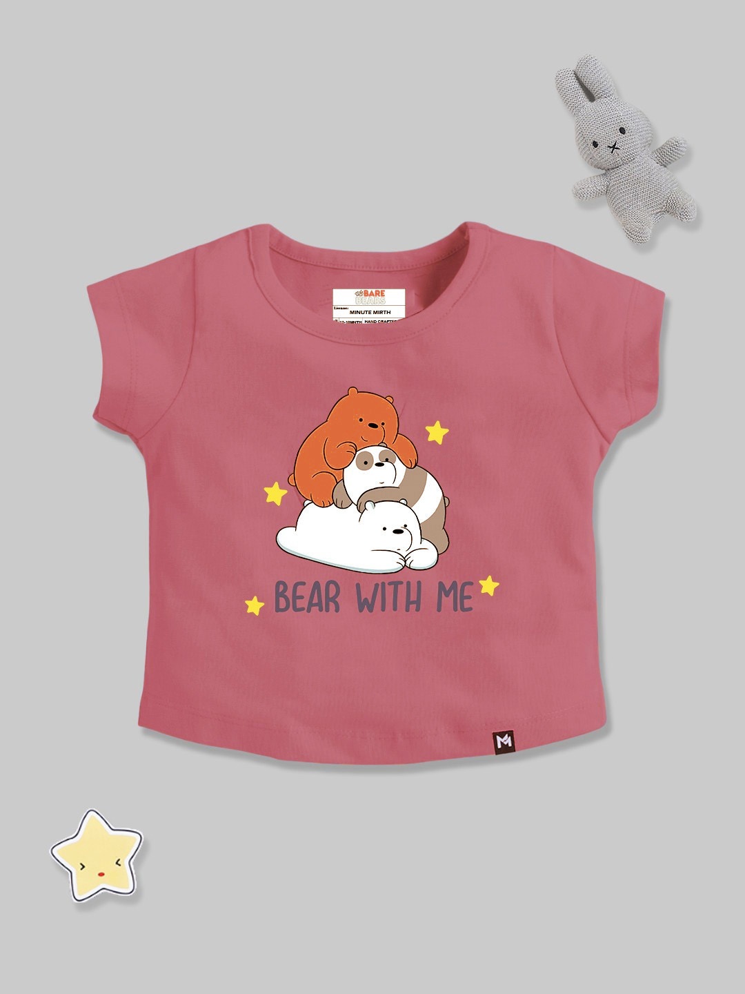 

YK X Minute Mirth Infant Girls We Bare Bears Printed T-shirt, Mauve