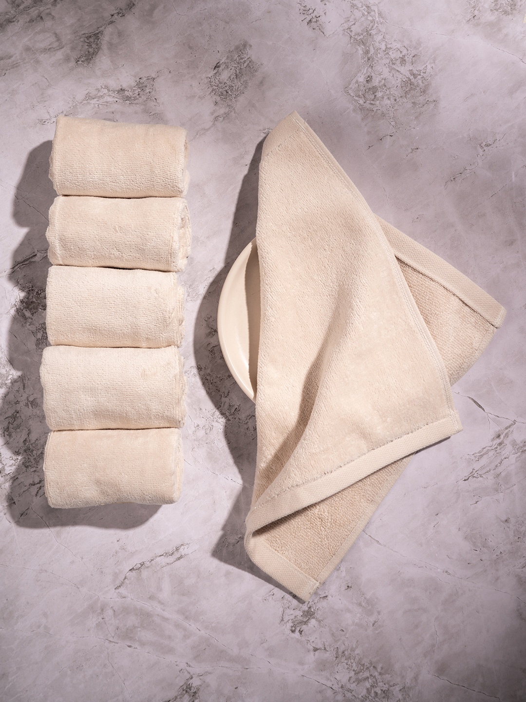 

DAMENSCH Premium Cotton Soft Sheared Terry Better-Basic Face Towel Set, Beige