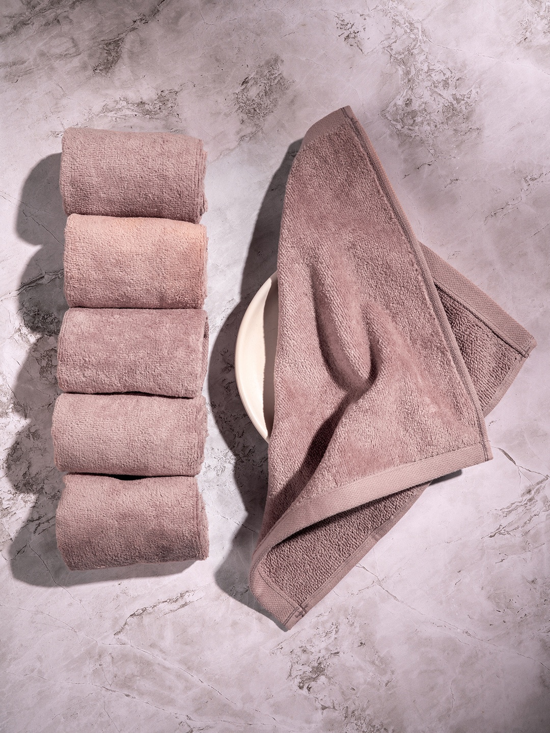 

DAMENSCH Premium Cotton Soft Sheared Terry Better-Basic Face Towel Set, Beige