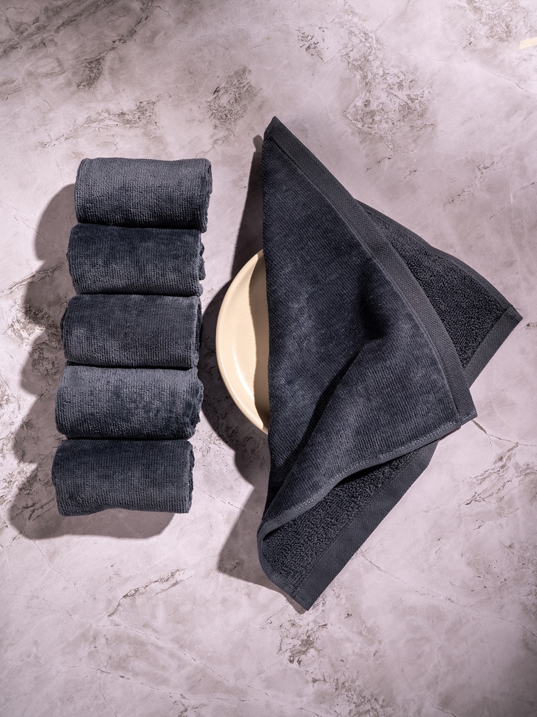 

DAMENSCH Premium Cotton Soft Sheared Terry Better-Basic Face Towel Set, Grey