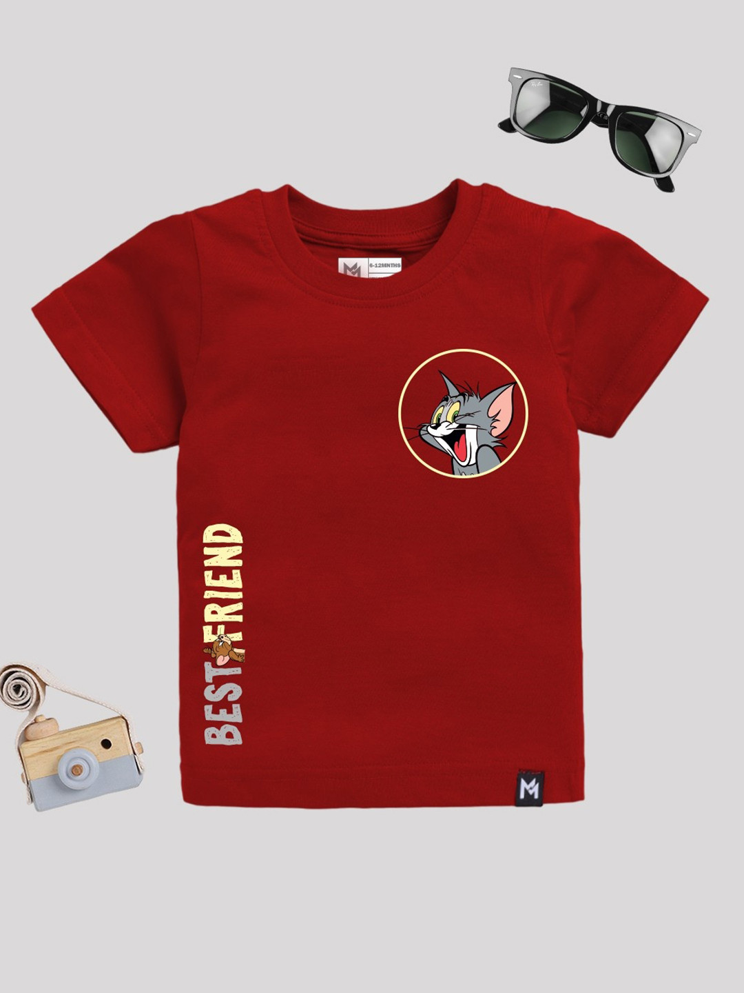 

YK X Minute Mirth Boys Tom& Jerry Printed Pure Cotton T-shirt, Red
