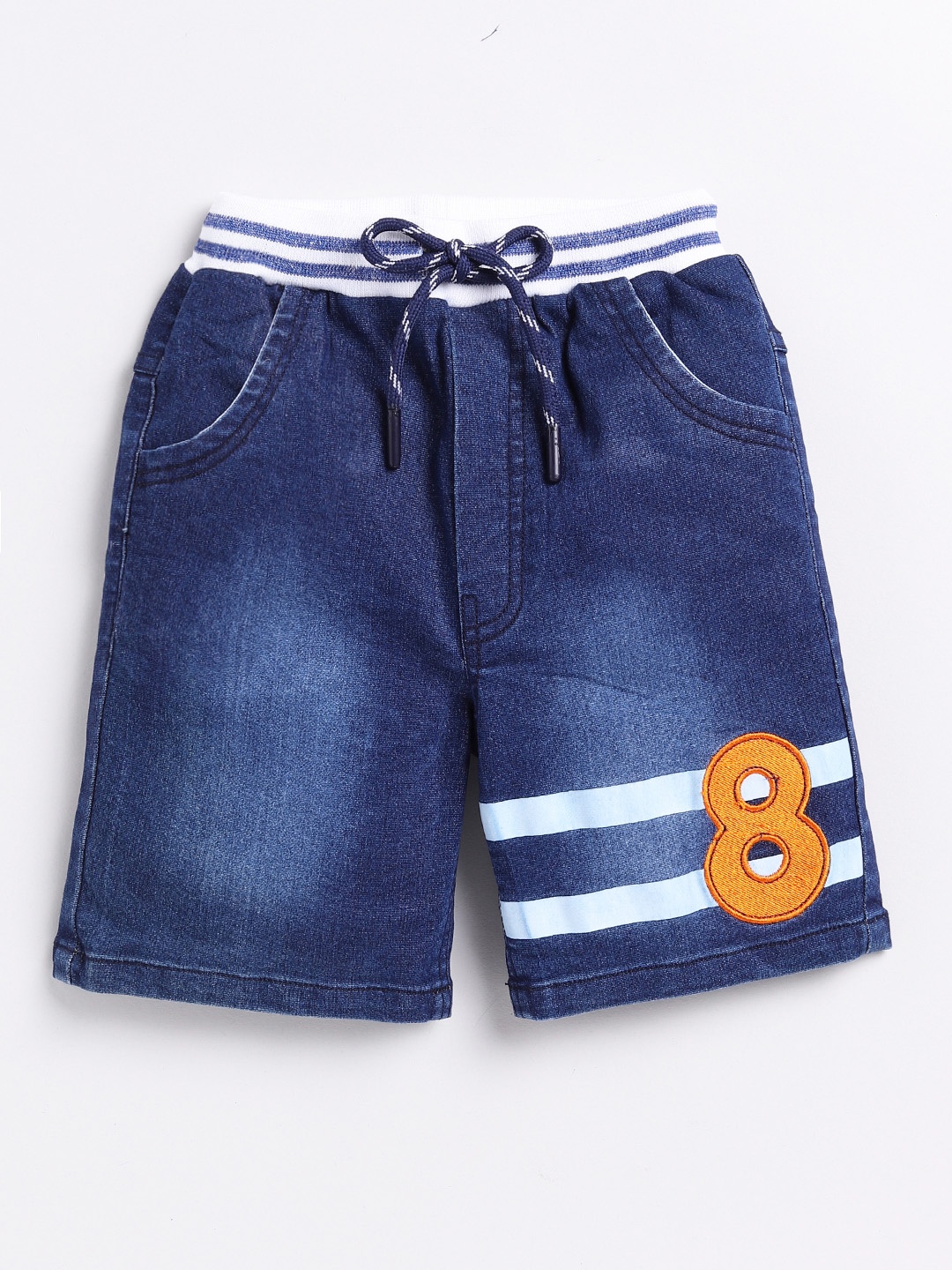 

Here&Now X Denikid Boys Washed Denim Shorts with Applique Detail, Navy blue
