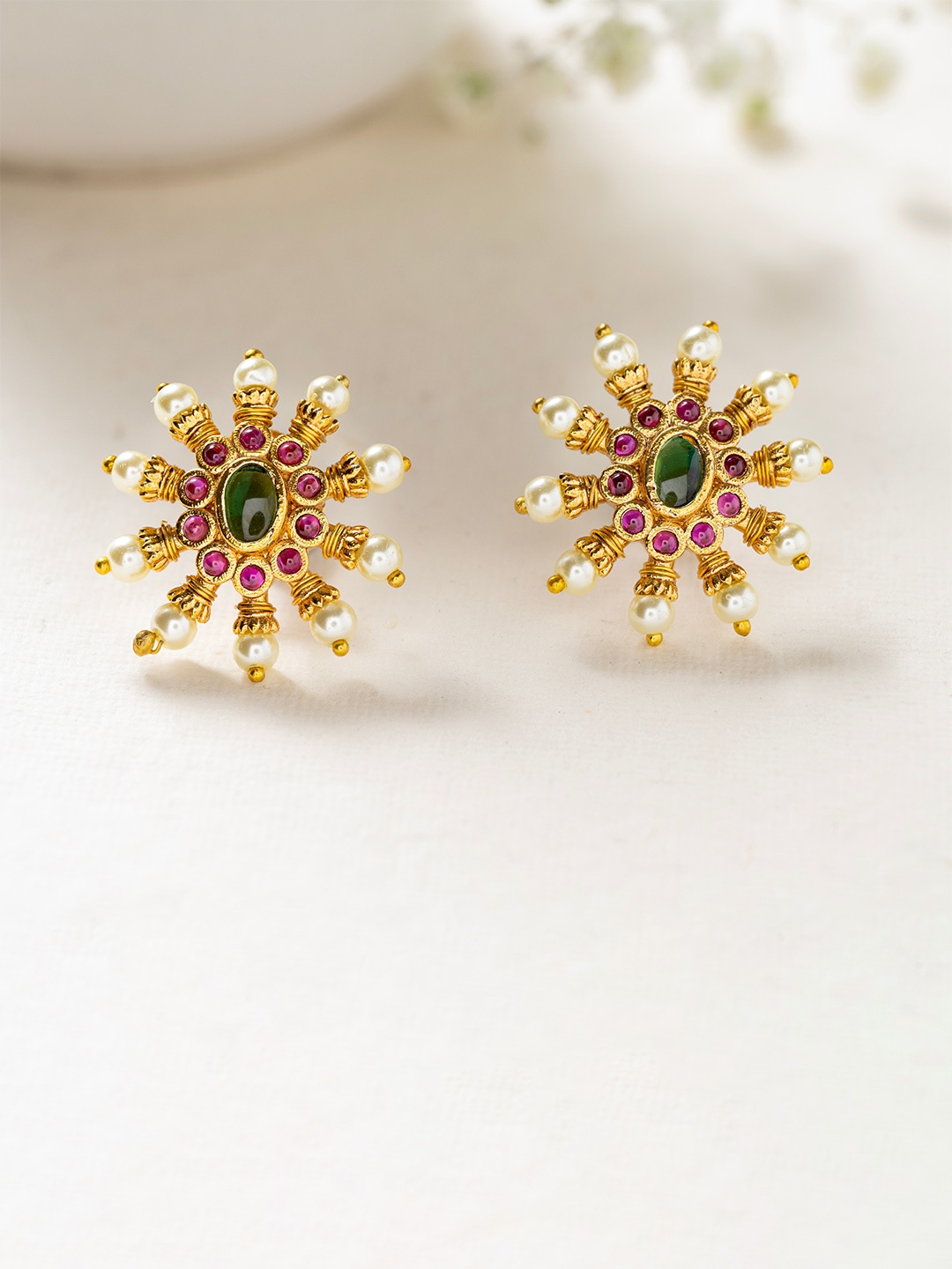 

Vriksham Gold Plated Stone Studded Studs
