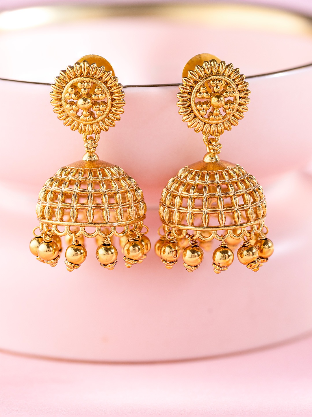 

Vriksham Gold Plated Dome Shaped Jhumkas