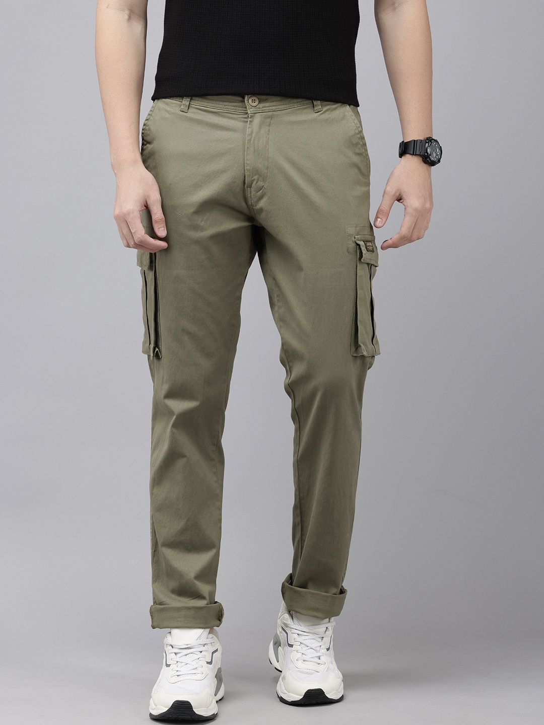 

SPYKAR Men Cargos Trousers, Olive