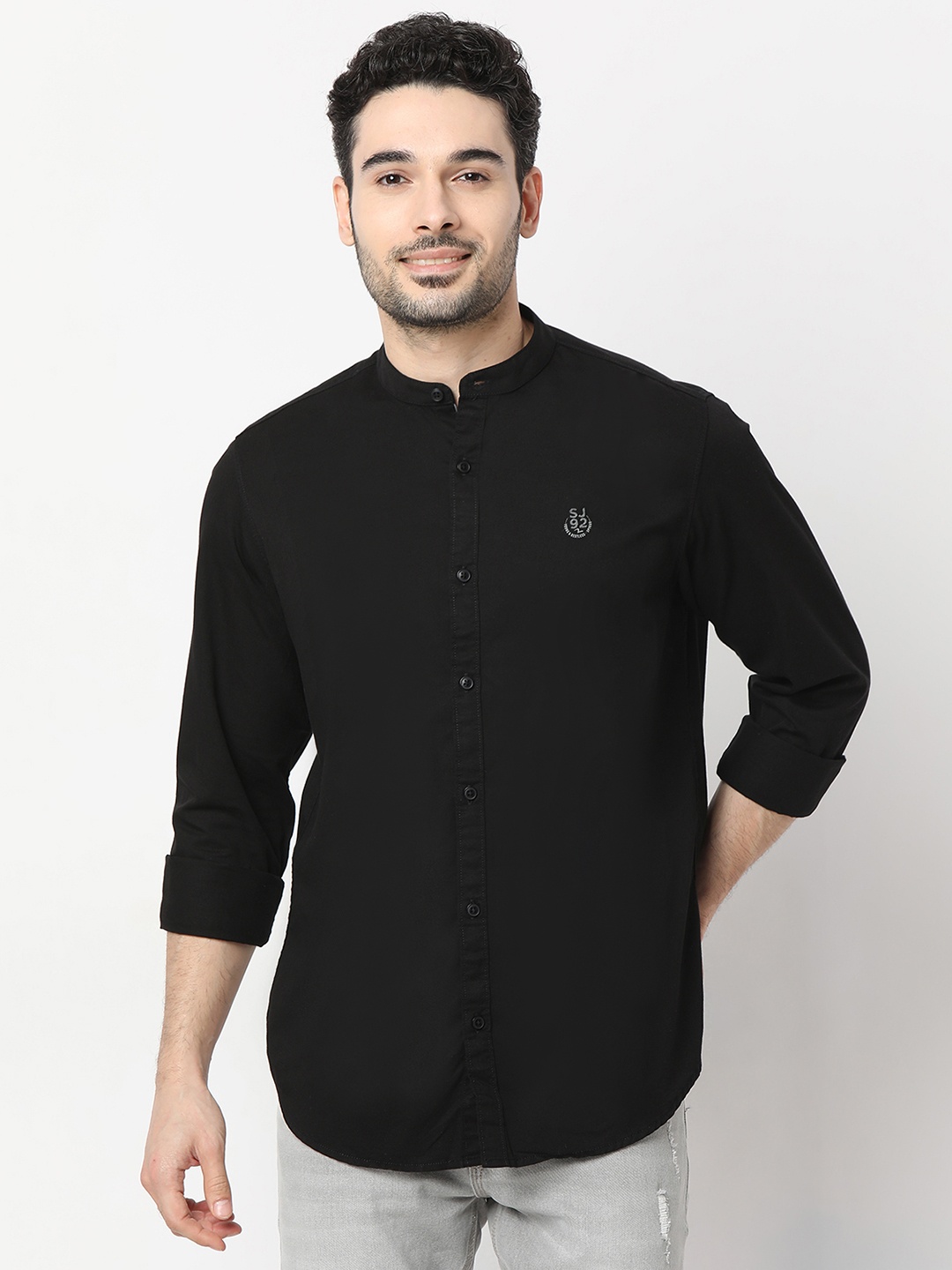 

SPYKAR Pure Cotton Slim Fit Casual Shirt, Black