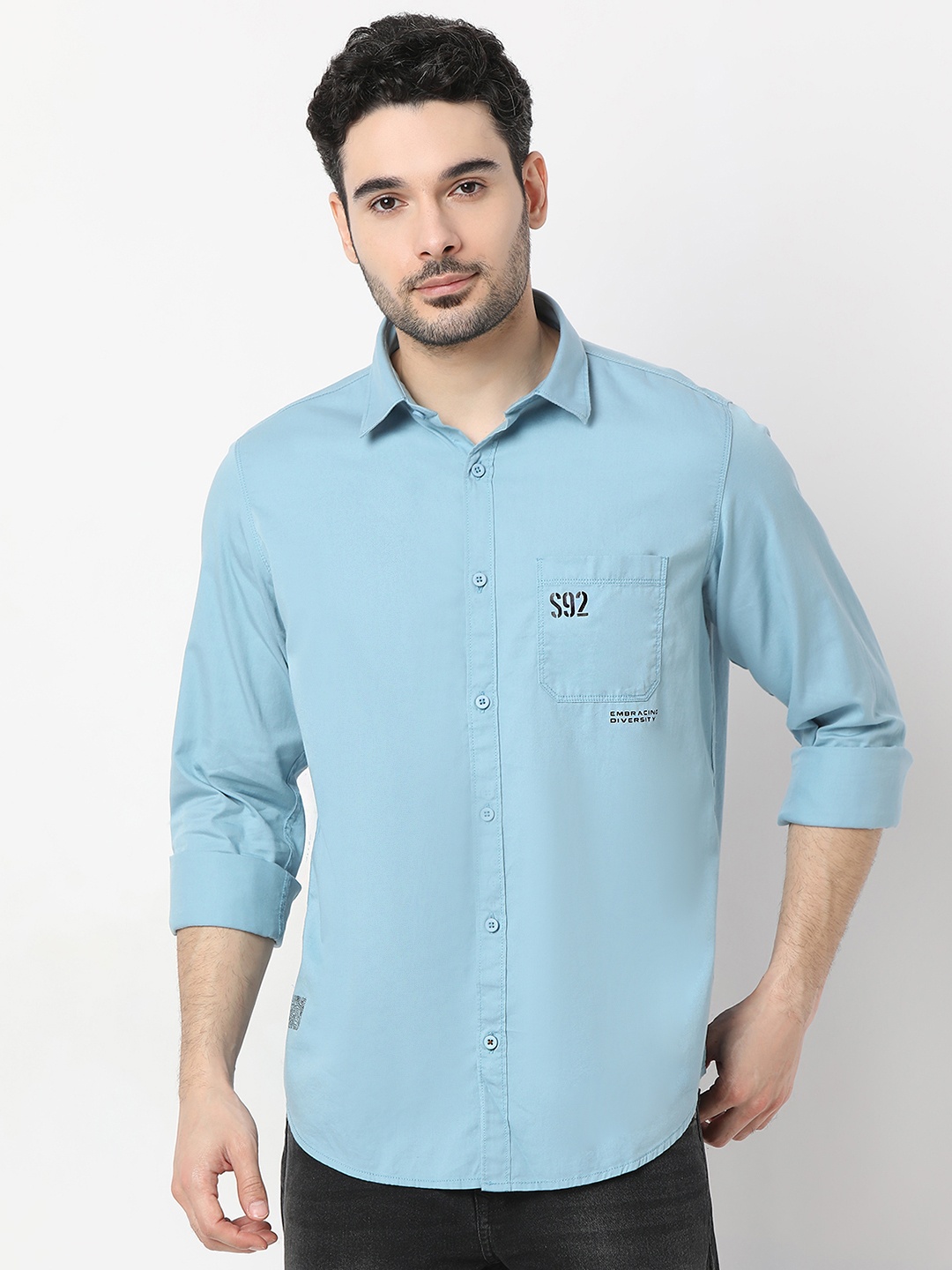 

SPYKAR Slim Fit Shirt with Pocket-Detail, Blue