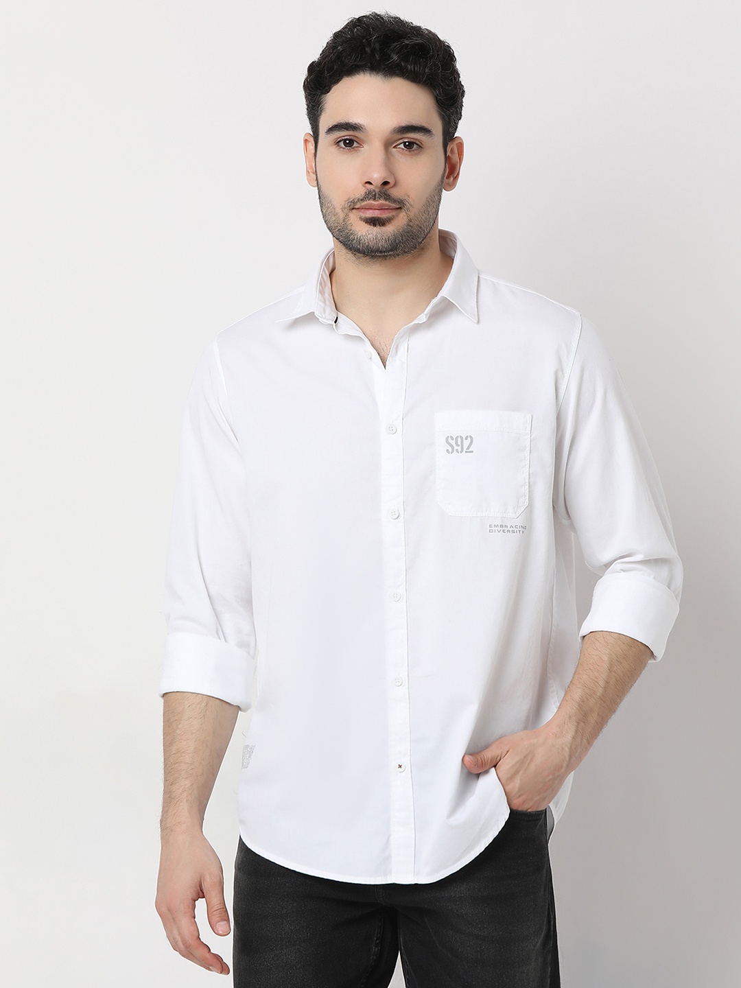 

SPYKAR Slim Fit Opaque Casual Shirt, White