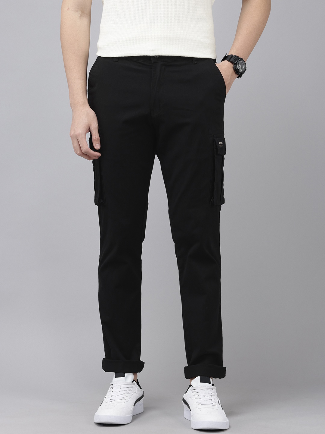 

SPYKAR Men Cargos Trousers, Black
