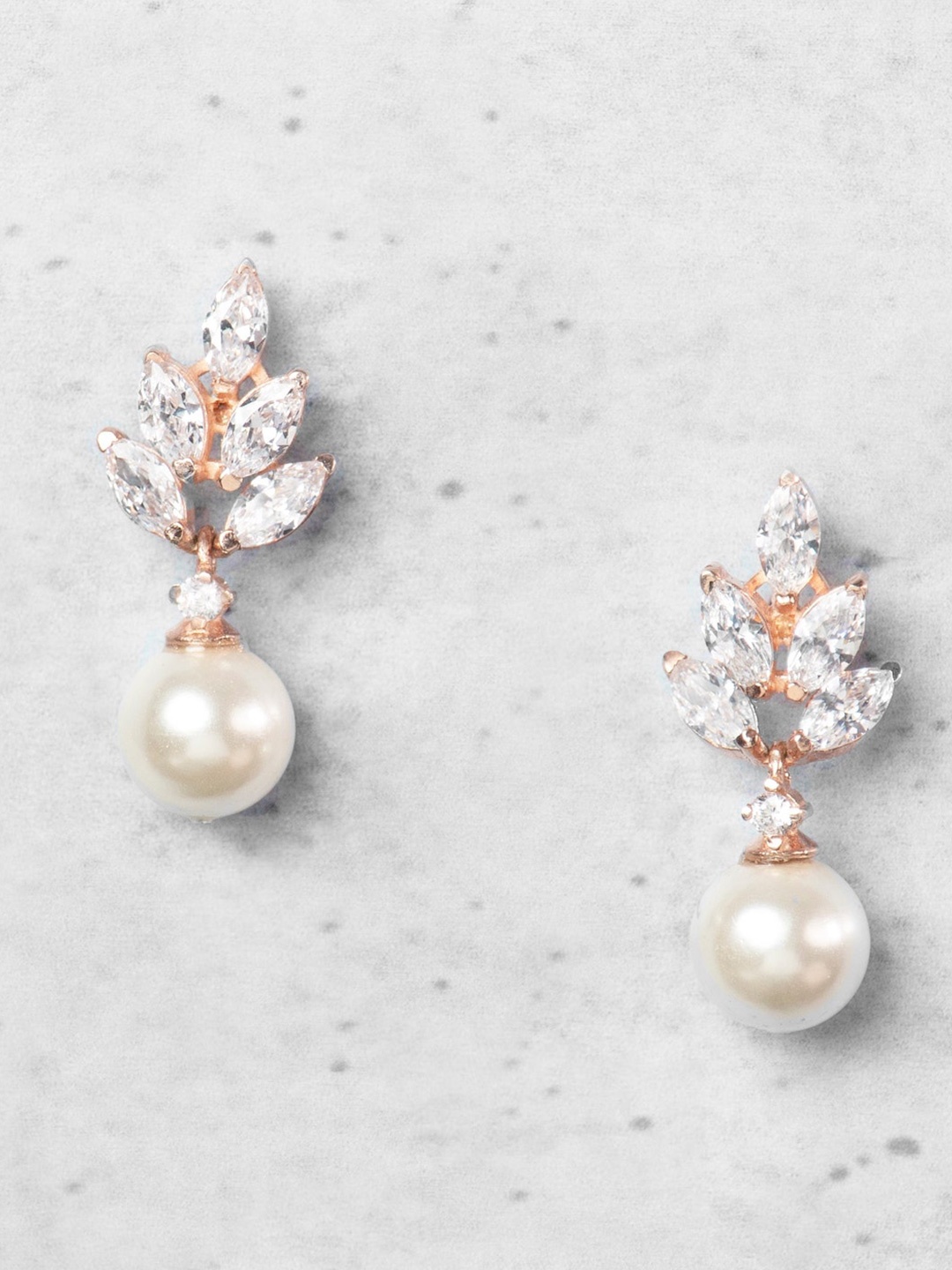 

ORIONZ Rose Gold Plated Contemporary Sterling Silver Cubic Zirconia Studs