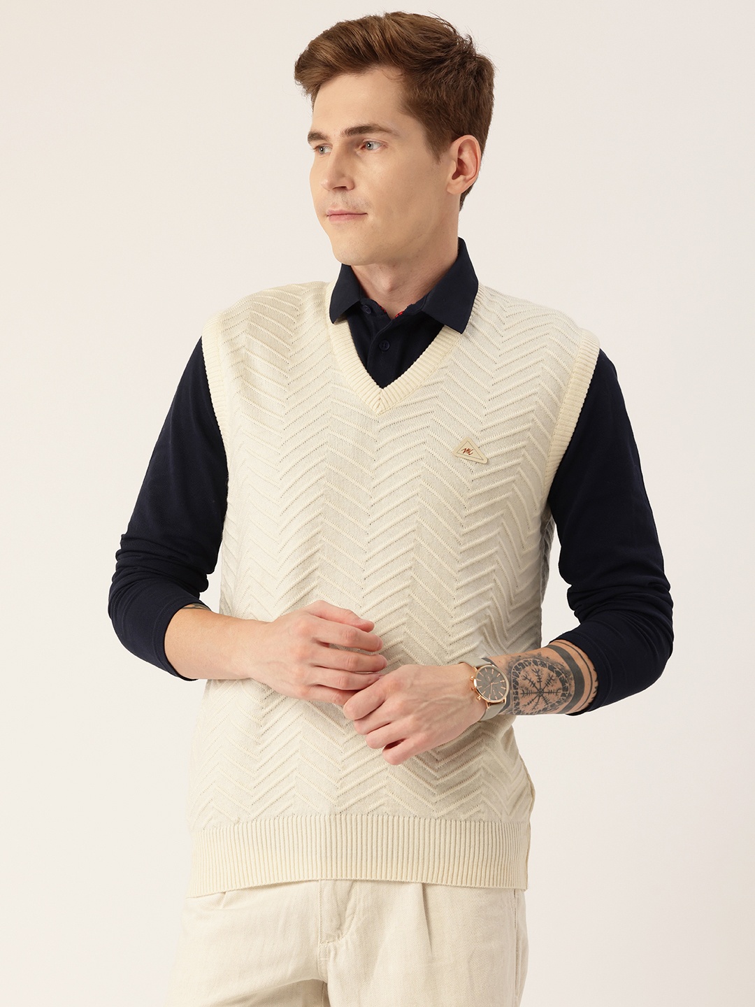 

Monte Carlo Chevron Sweater Vest, Off white