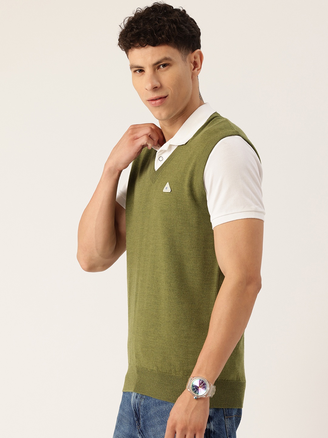 

Monte Carlo V Neck Woollen Sweater Vest, Green