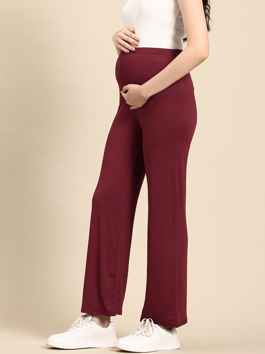 

Blush 9 Maternity Women Knitted Maternity Palazzos, Maroon