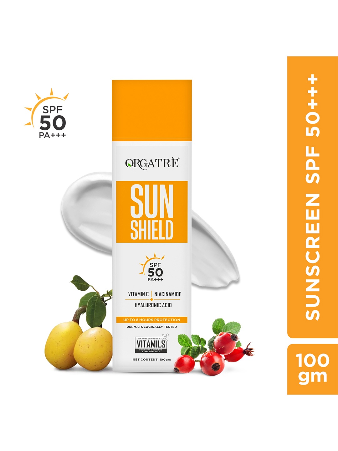 

Orgatre Niacinamide Vitamin C SPF 50 PA+++ Sun Shield Sunscreen 100 ml, White