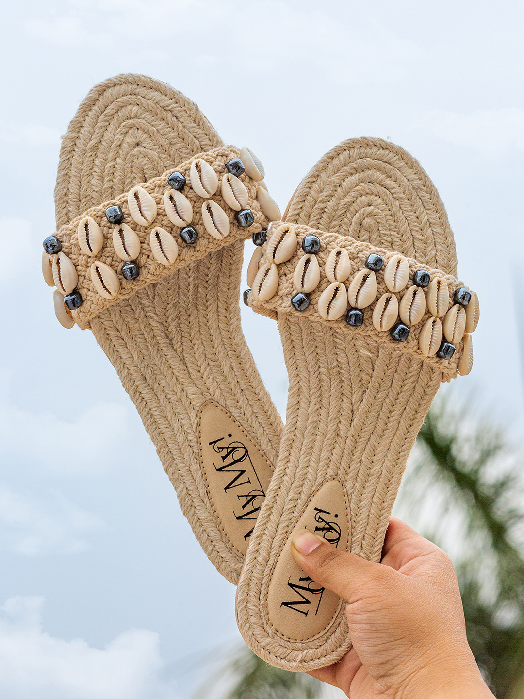 

MyMy footwear Women Open Toe Flats, Beige