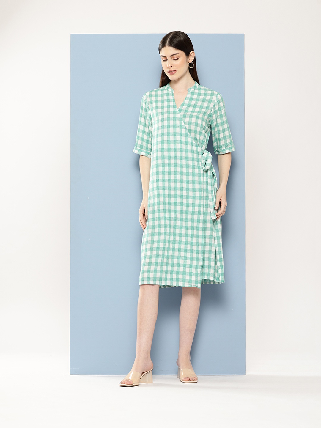 

Chemistry Checked Pure Cotton Dress, Green