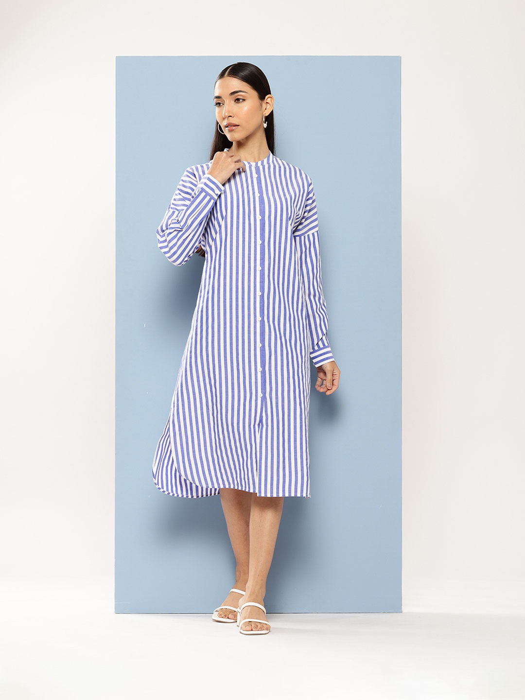 

Chemistry Striped Pure Cotton Shirt Dress, Blue