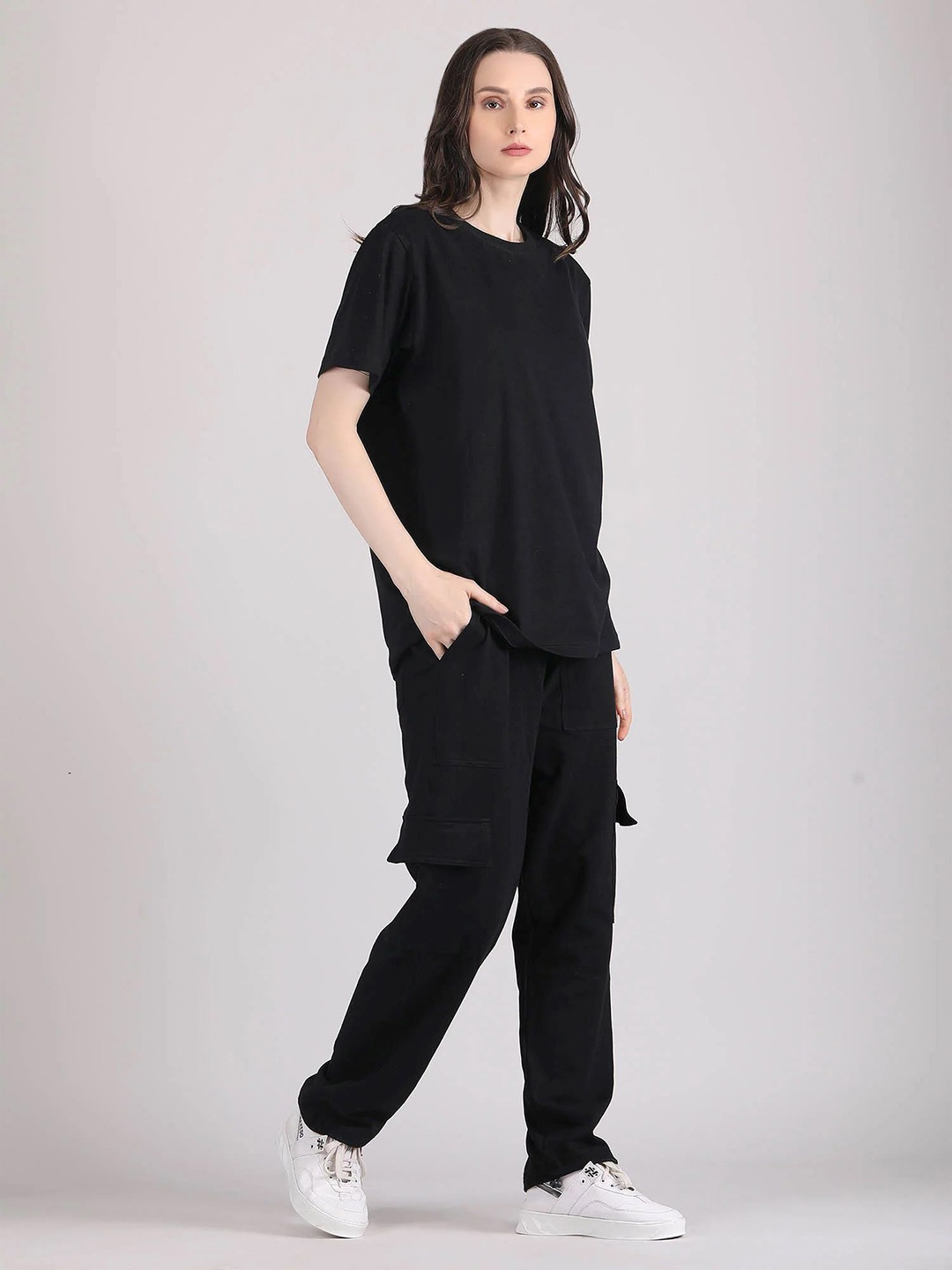 

Raxedo Pure Cotton T-Shirt With Trouser Co-Ords, Black