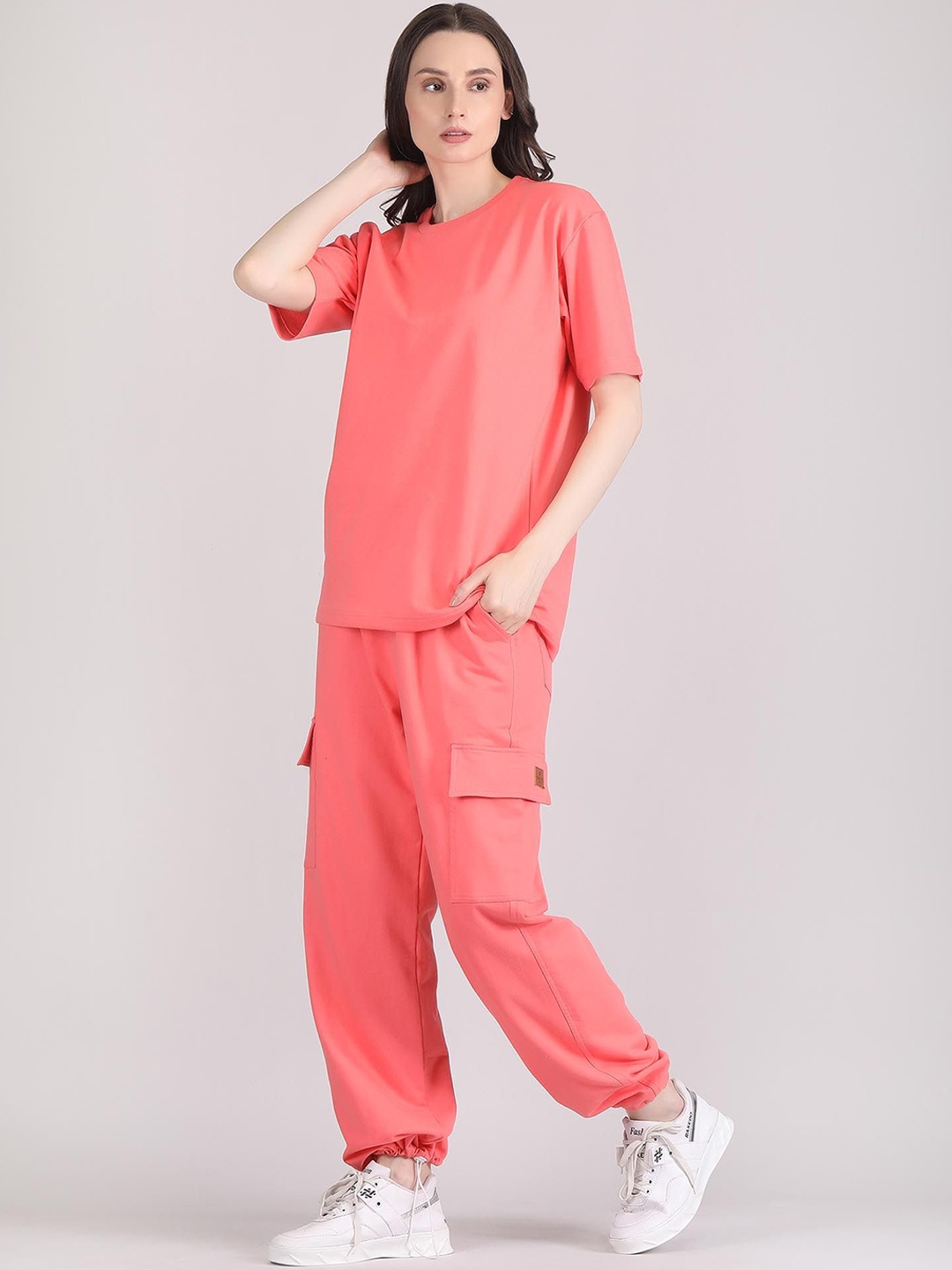 

Raxedo Pure Cotton T-Shirt With Trouser Co-Ords, Pink