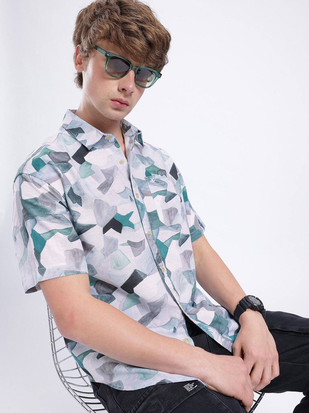 

WROGN Urban Cool Printed Relaxed Fit Shirt, Multi