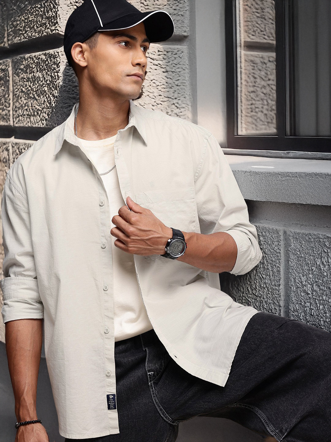 

The Roadster Life Co. Pure Cotton Relaxed Fit Casual Shirt, Grey